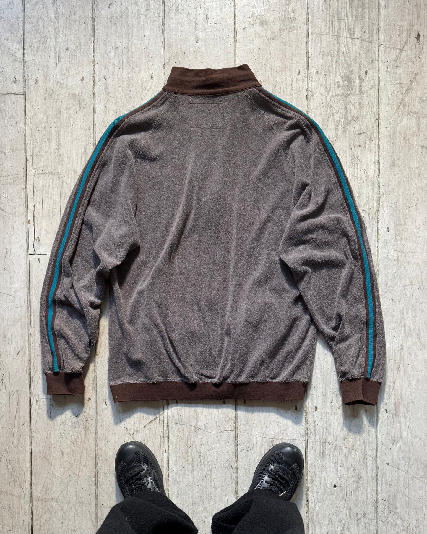 Brown /Teal Velour Side Striped Track Top / Jumper (~XL~)