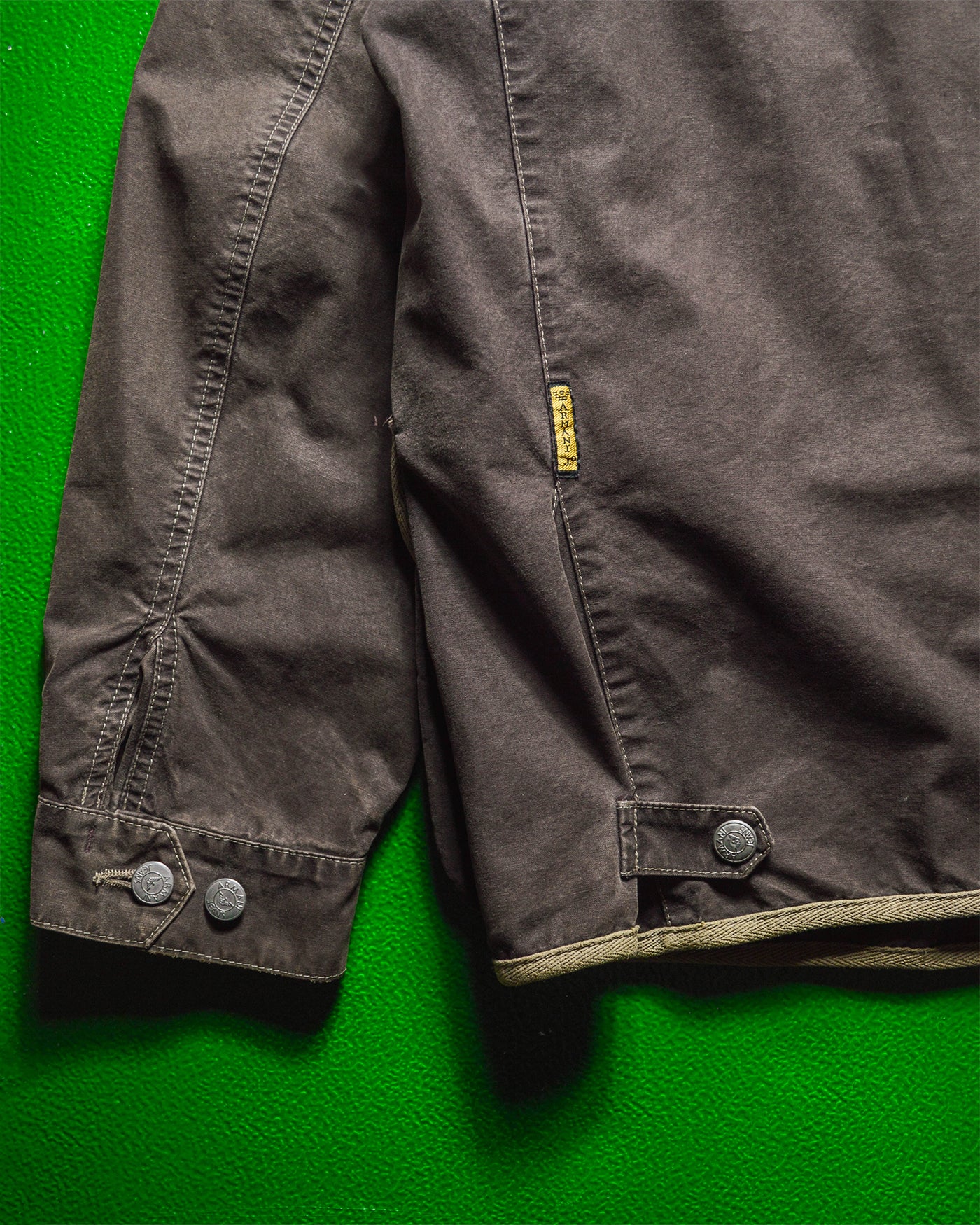 90s Brown Contrast Trim Gusseted Short Work Coat / Jacket (L~XL)