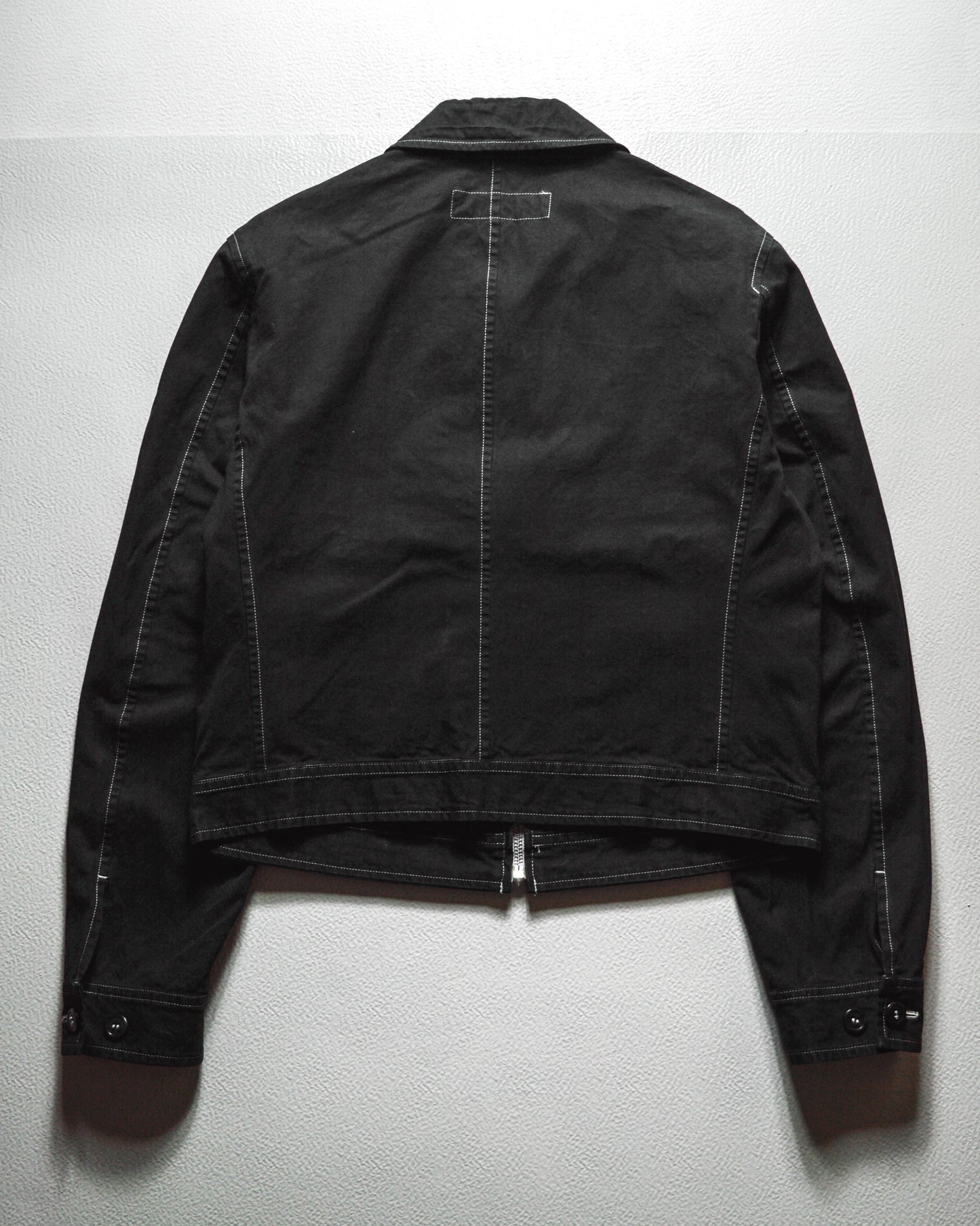 2003 Contrast Stitch Black Cropped Work Jacket (M)
