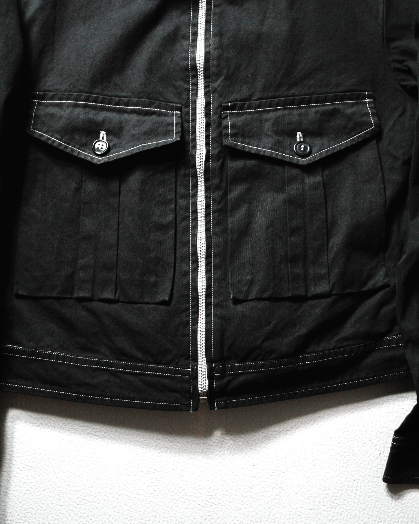 2003 Contrast Stitch Black Cropped Work Jacket (M)