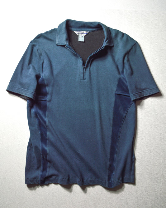 Blue Two Tone Velour Panel Jersey Polo (~M~)