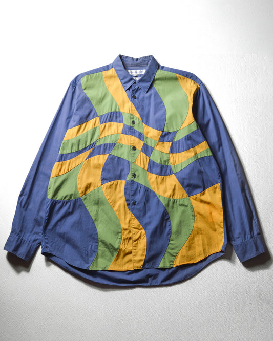 AW2001 Blue / Yellow / Green Wavy Panel Shirt (M~L)
