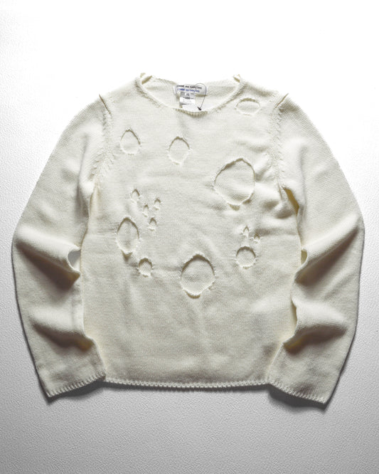 SS15 Cream / Off-white Holes Knit Jumper (XS~S)