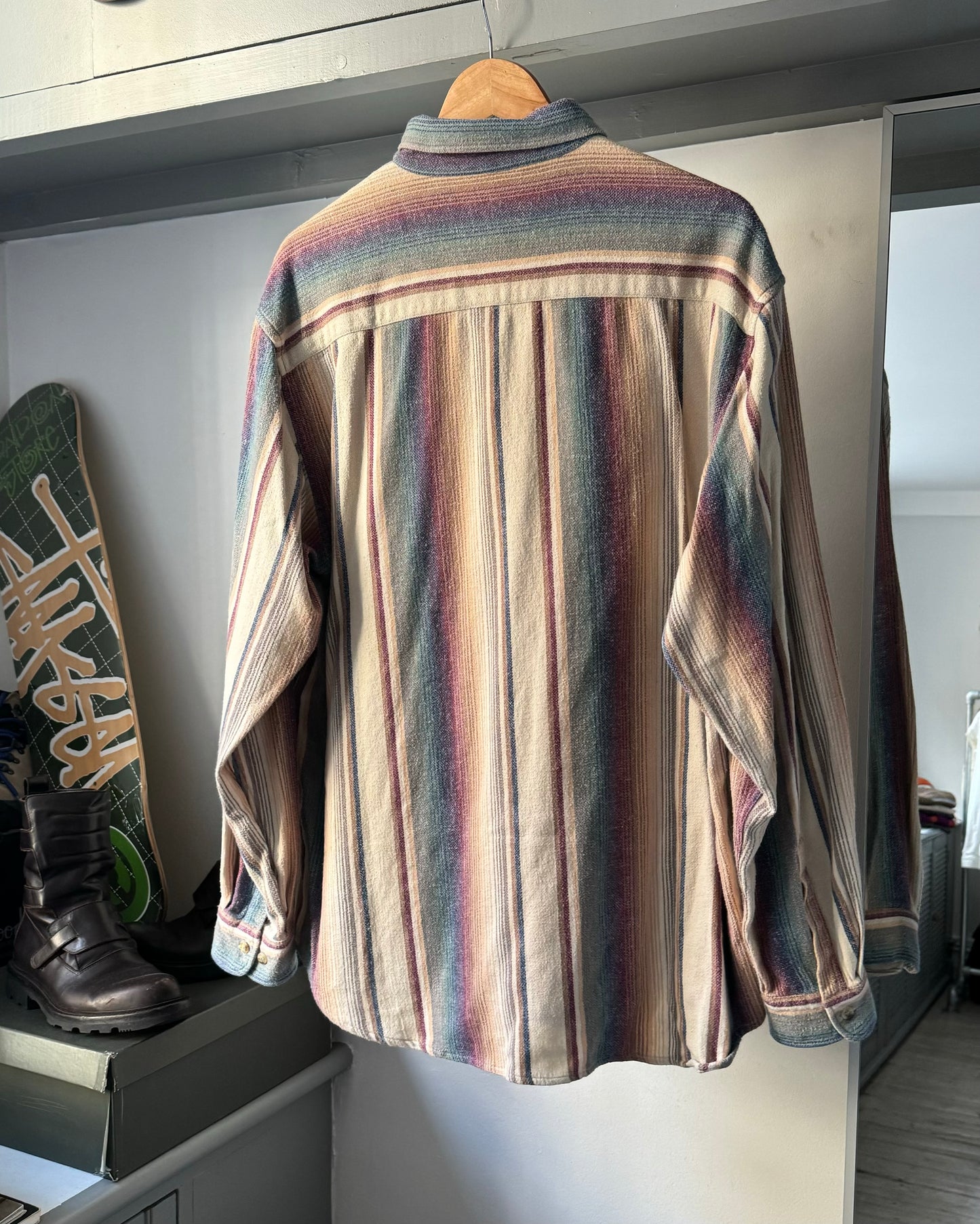 90s Multitone Striped Longsleeve Woven Shirt (~XL~)