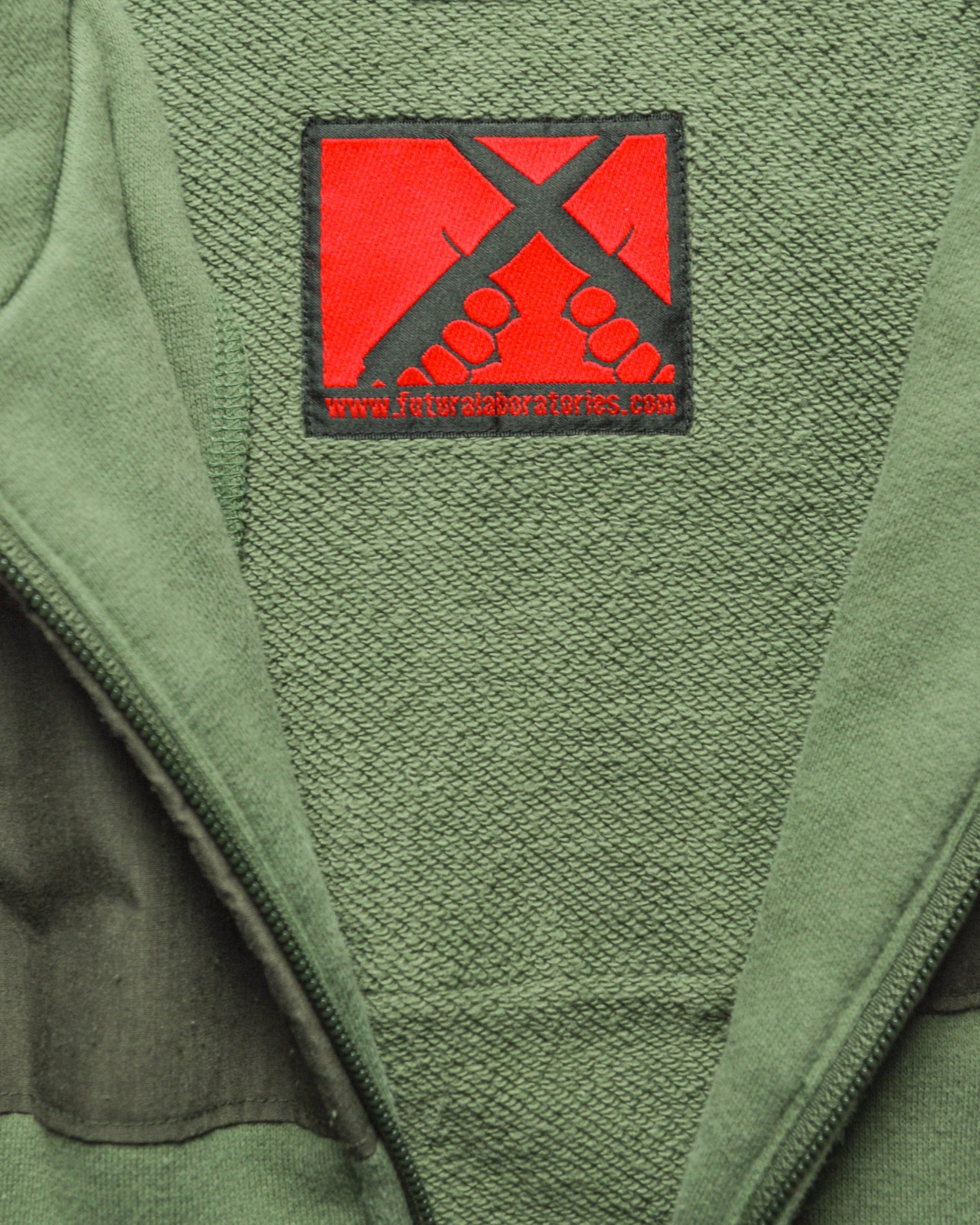 Panelled Cotton Green Brown Zip Up Hoody (~M~)