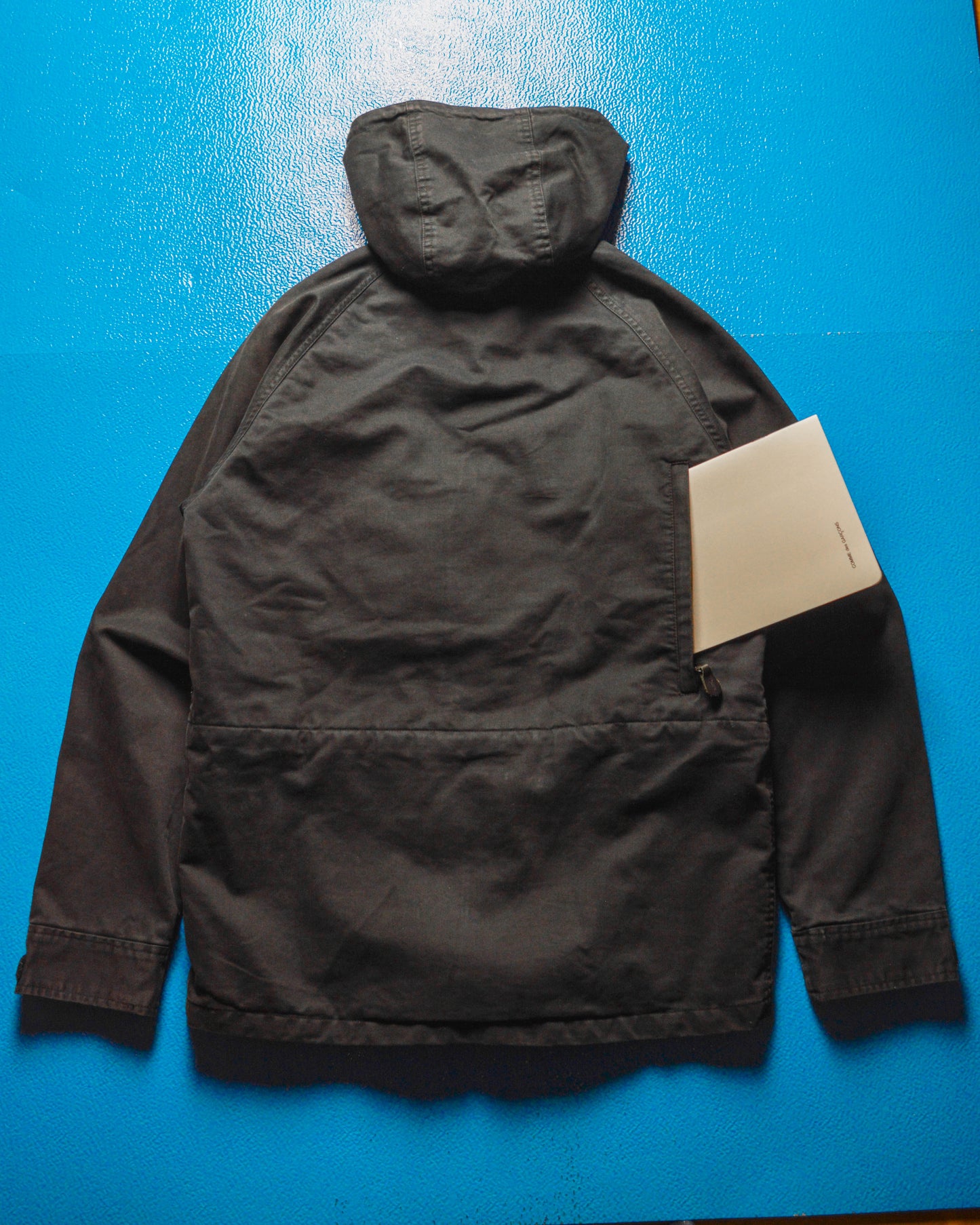2000s Washed Black Asymmetrical Hooded Jacket (S~M)