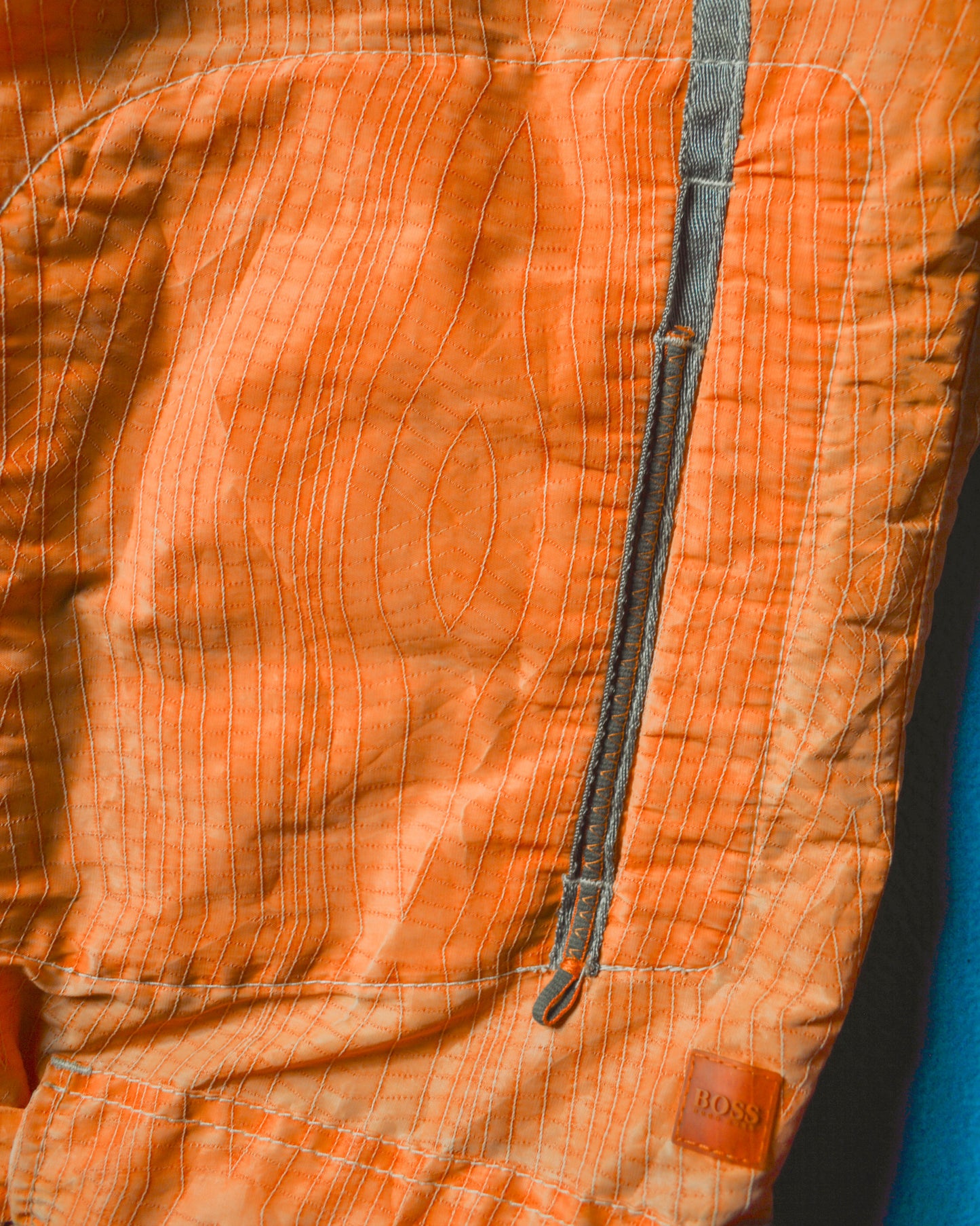 2005 Orange Grain Stitch Pattern Parachute Jacket(~L~XL)
