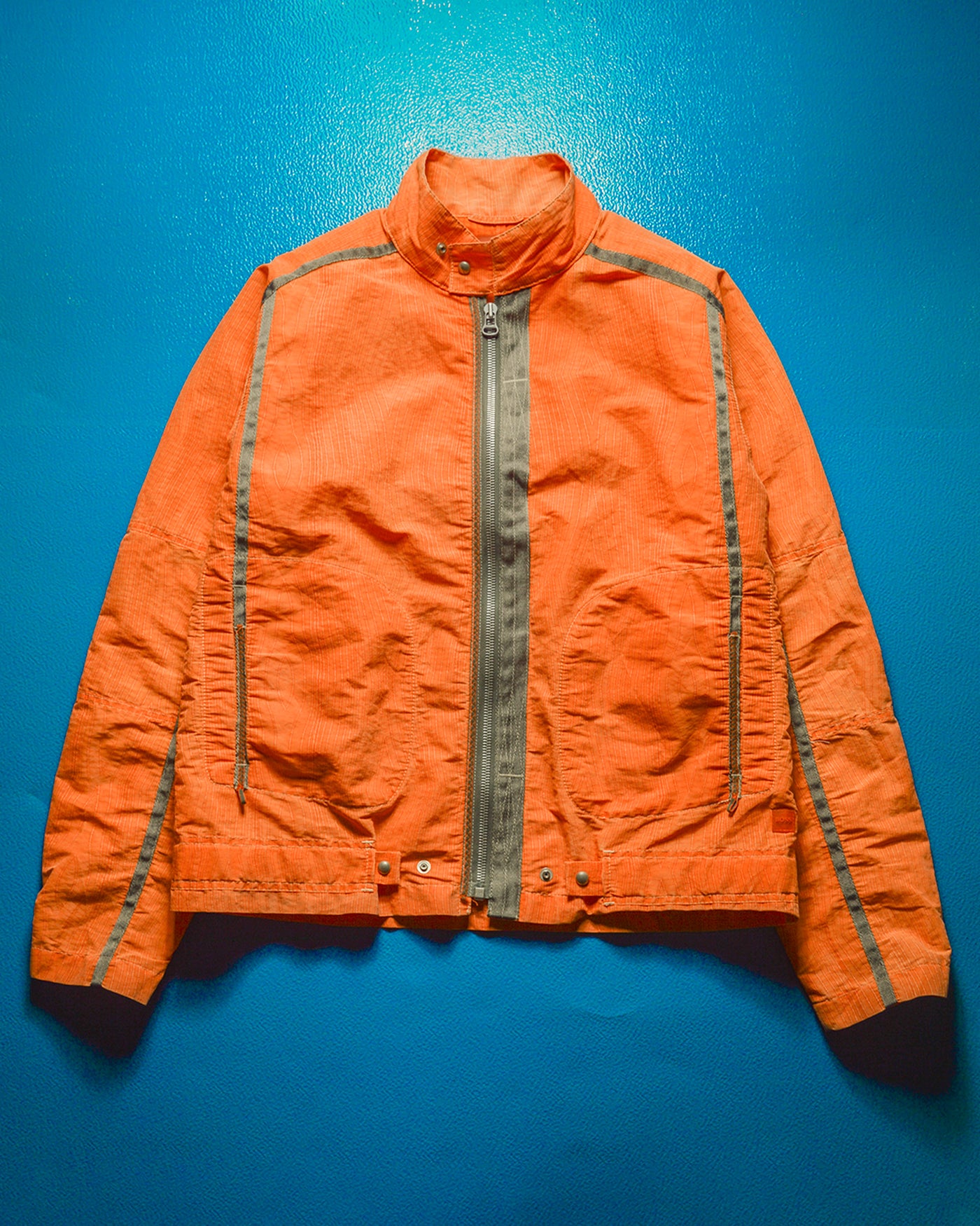 2005 Orange Grain Stitch Pattern Parachute Jacket(~L~XL)