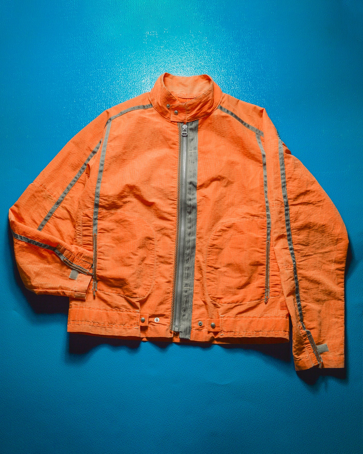 2005 Orange Grain Stitch Pattern Parachute Jacket(~L~XL)
