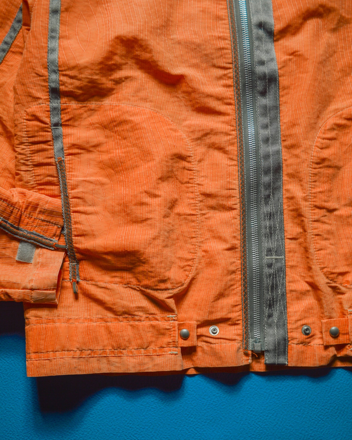 2005 Orange Grain Stitch Pattern Parachute Jacket(~L~XL)