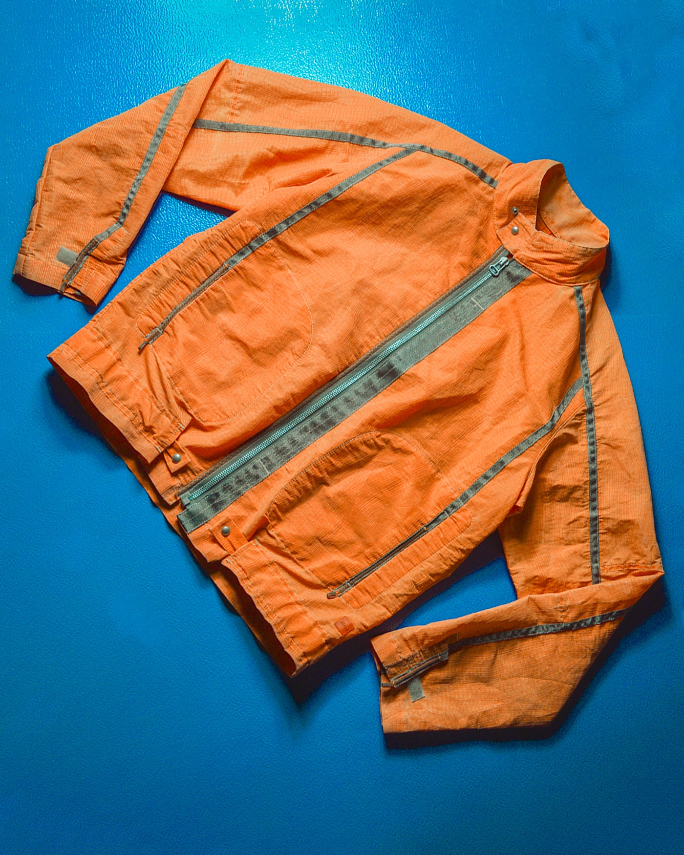 2005 Orange Grain Stitch Pattern Parachute Jacket(~L~XL)