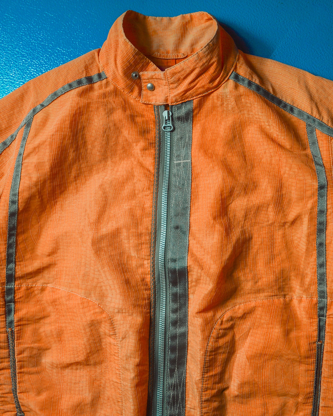 2005 Orange Grain Stitch Pattern Parachute Jacket(~L~XL)