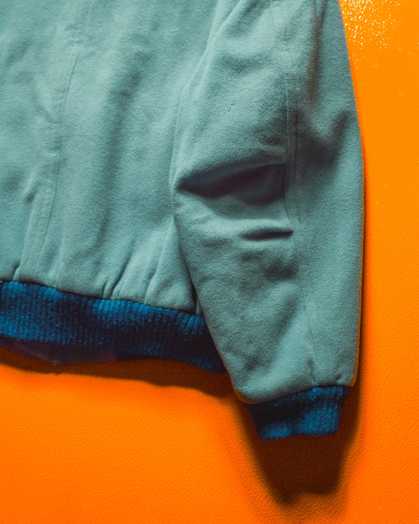 80s Soft Blue Wool Cashmere Poly Bomber Jacket (~L~XL)