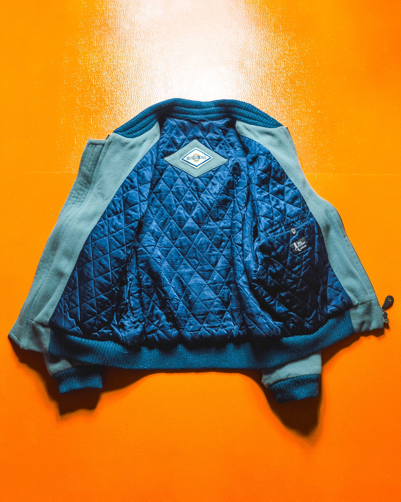 80s Soft Blue Wool Cashmere Poly Bomber Jacket (~L~XL)