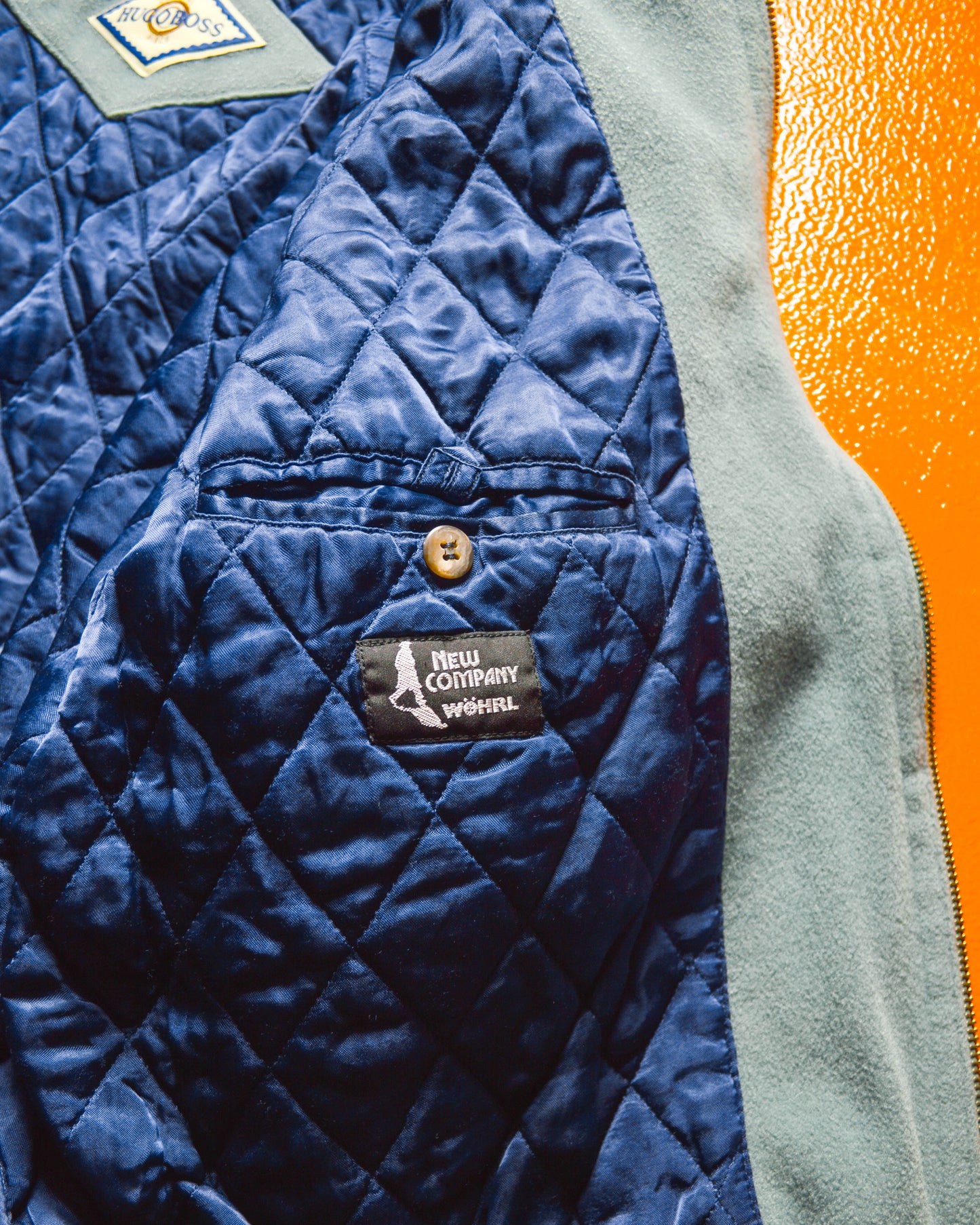 80s Soft Blue Wool Cashmere Poly Bomber Jacket (~L~XL)