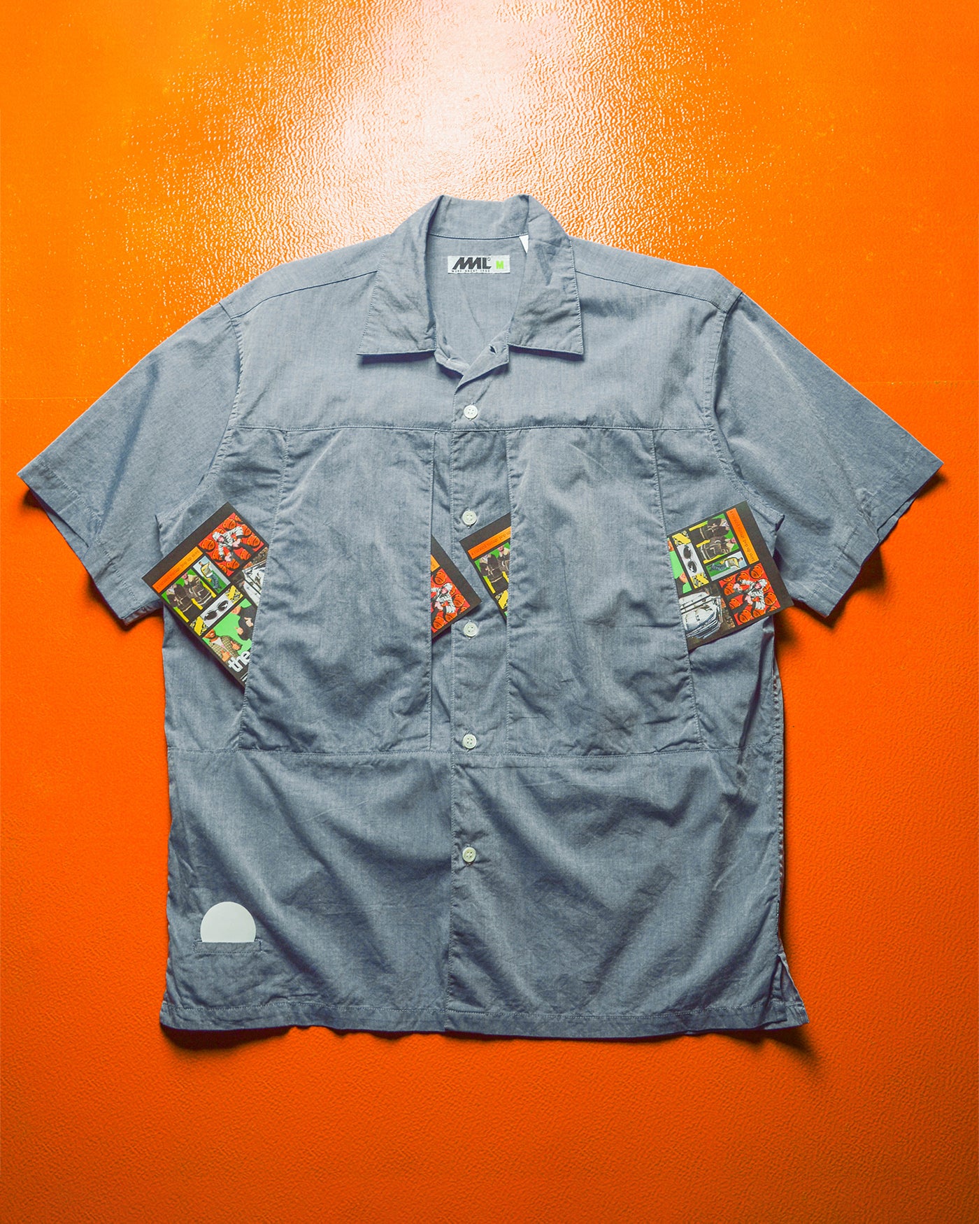 Chambray Panelled Dual Layered Cargo Pocket Shirt (~L~)