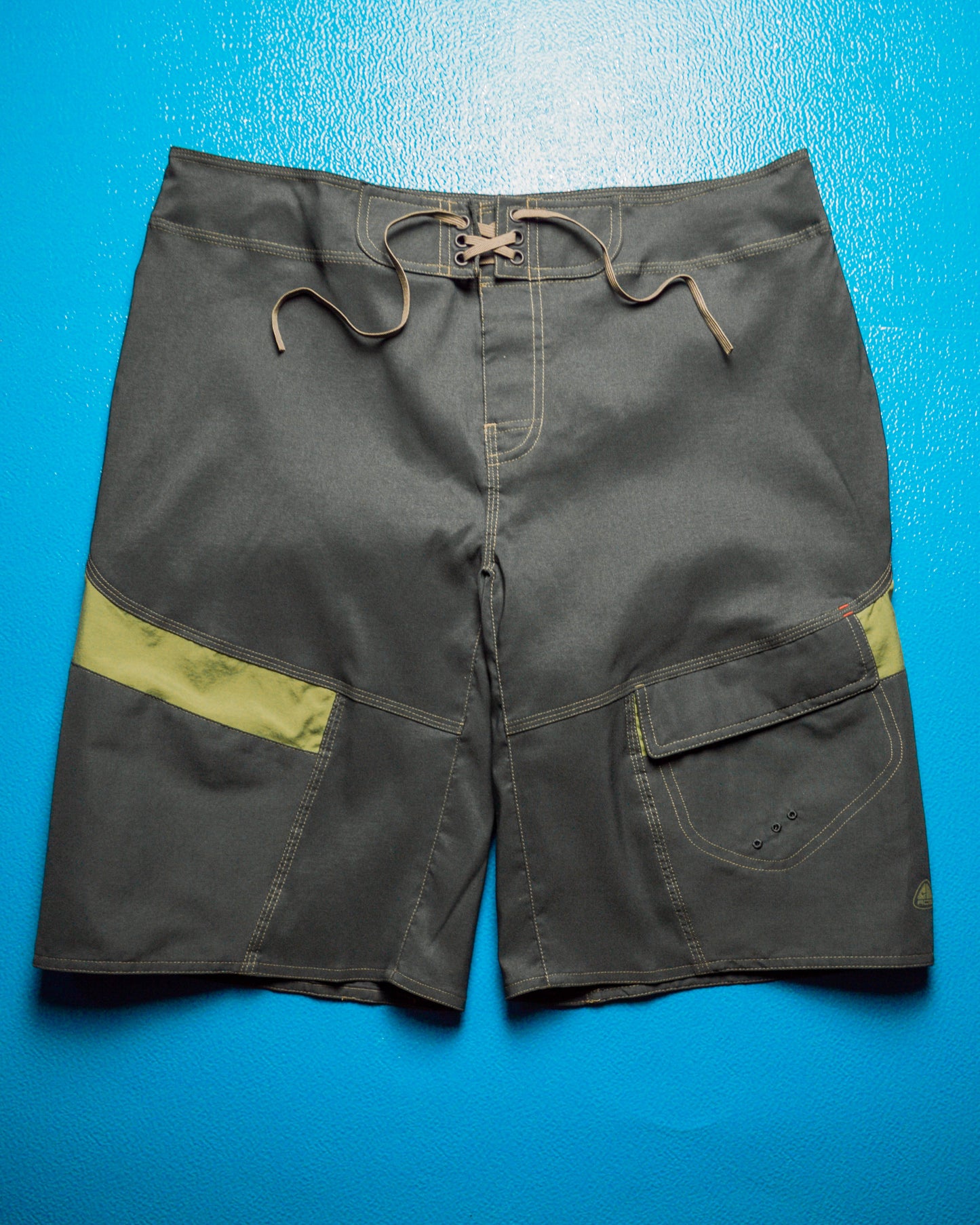 Spring 2004 Grey Green Panelled Strip Pocket Board Shorts (~36~)