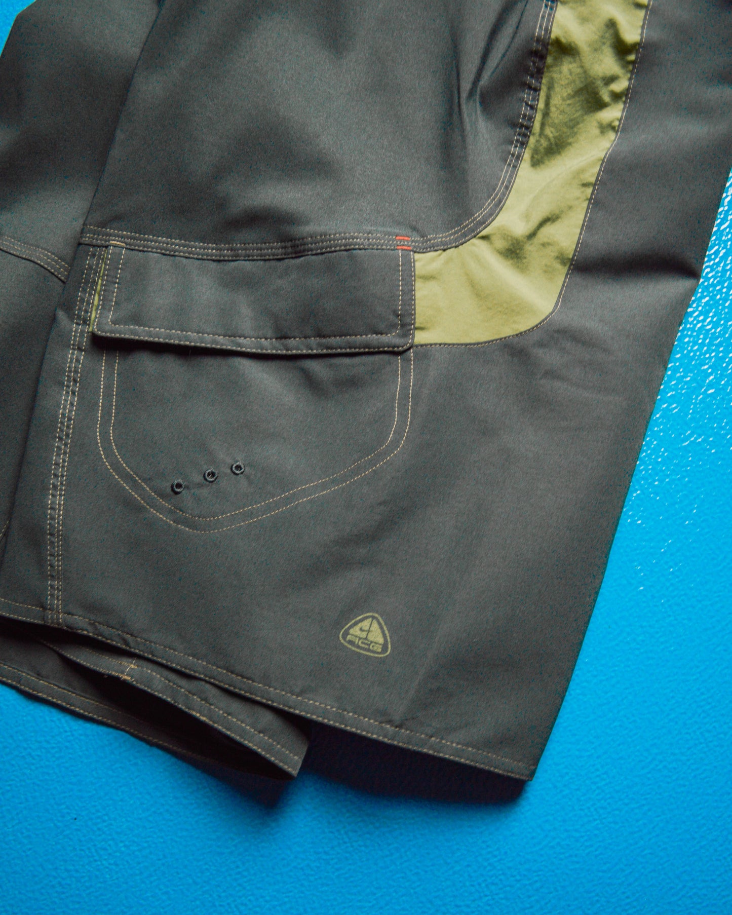 Spring 2004 Grey Green Panelled Strip Pocket Board Shorts (~36~)