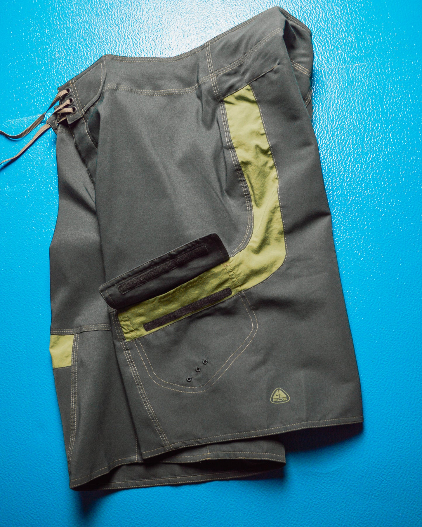 Spring 2004 Grey Green Panelled Strip Pocket Board Shorts (~36~)