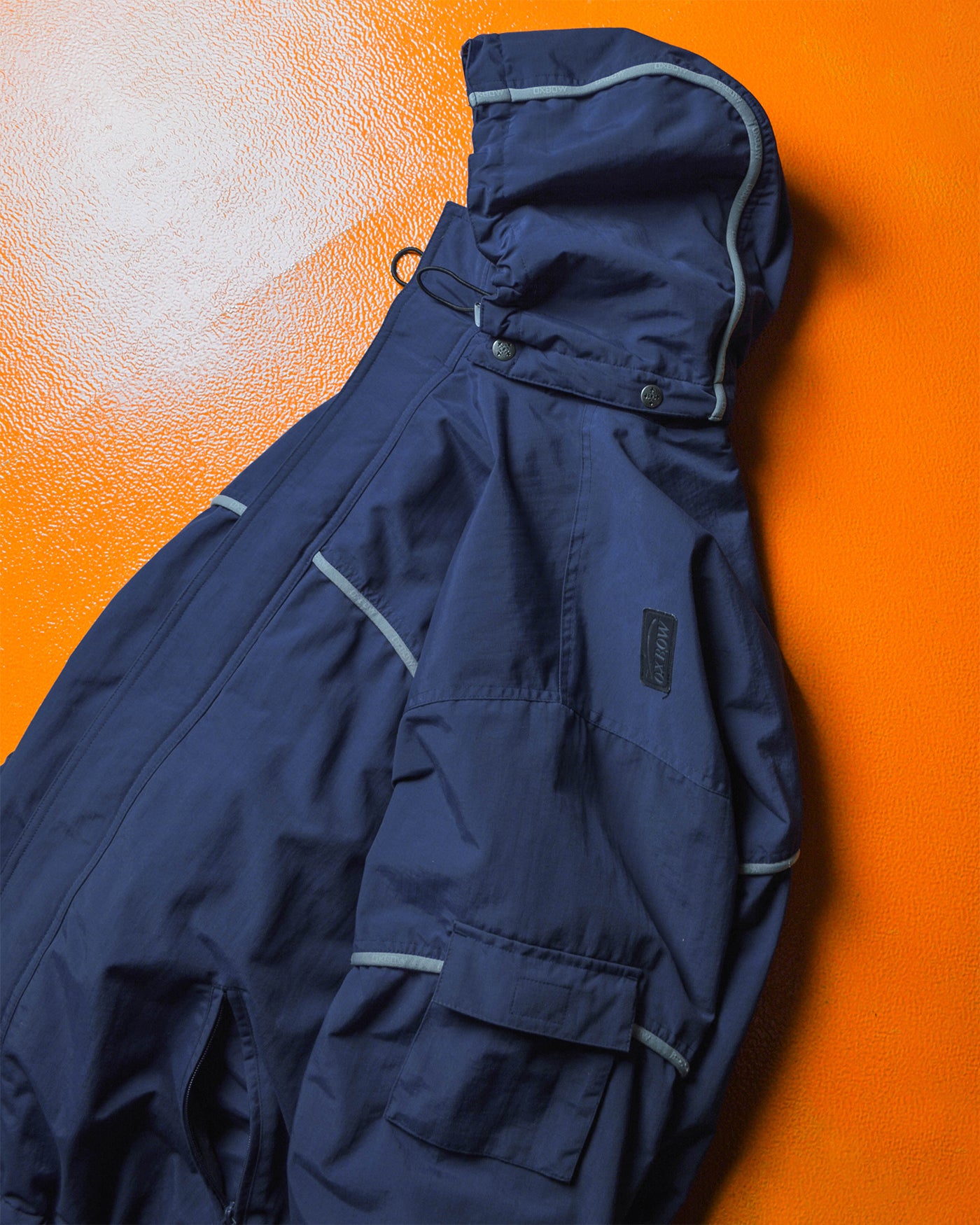 Early 2000s Navy Branded Piping Asymmetrical Fleece Lined D-ring Jacket (L)