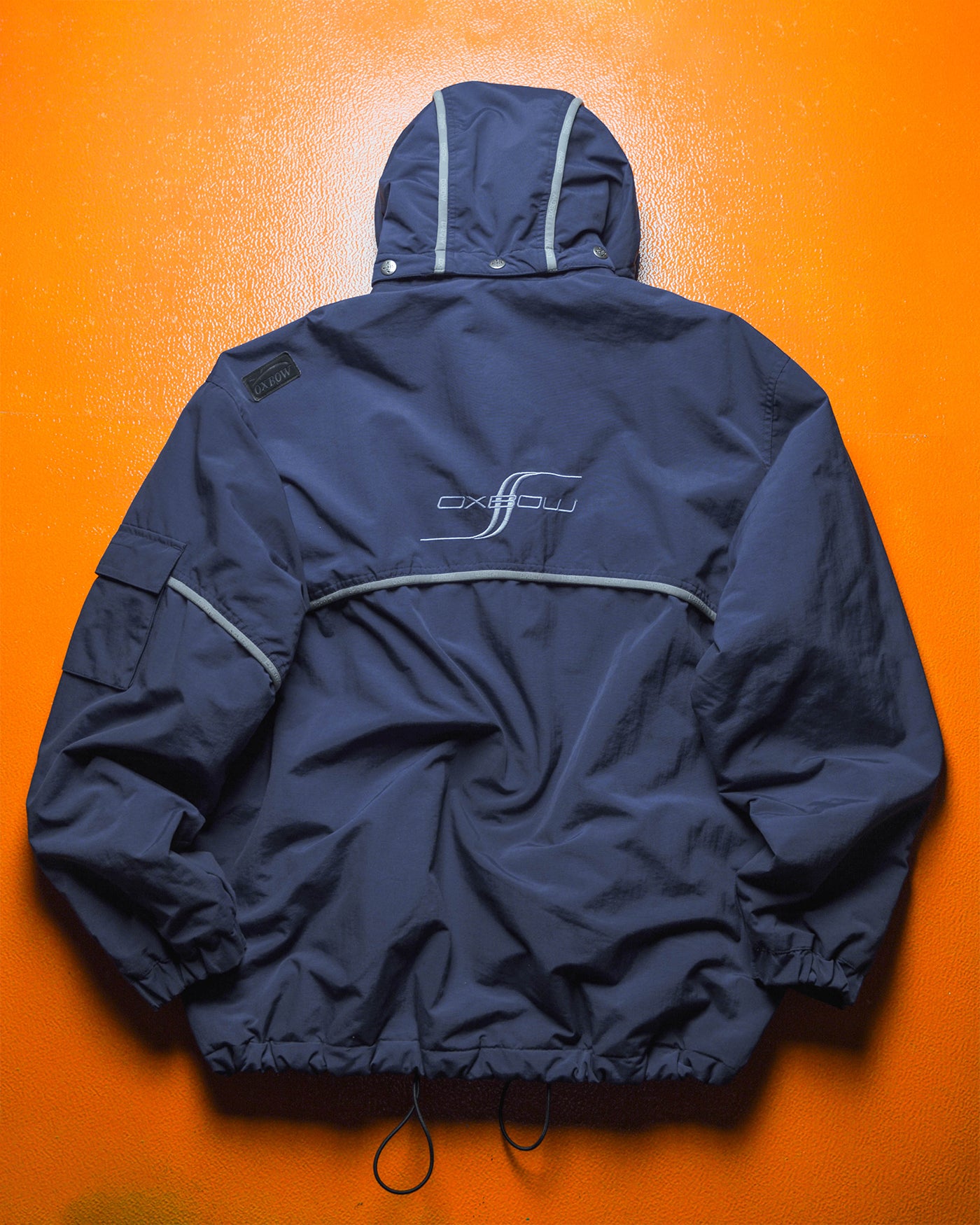 Early 2000s Navy Branded Piping Asymmetrical Fleece Lined D-ring Jacket (L)