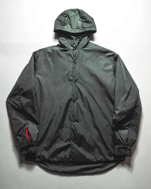 FW1999 Grey/ Green Hooded Snap Down Lightly Padded Minimal Jacket (~M~)