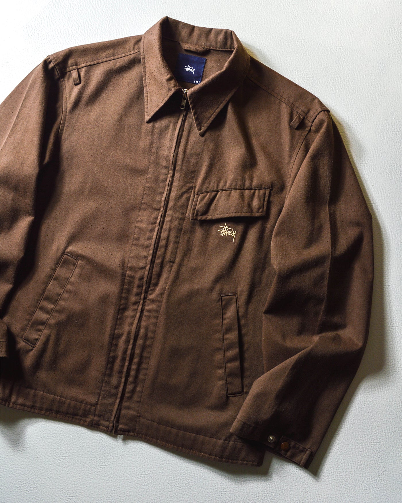 Early 2000s Brown Slanted Pocket Work Jacket w Embroidered Logo (M)