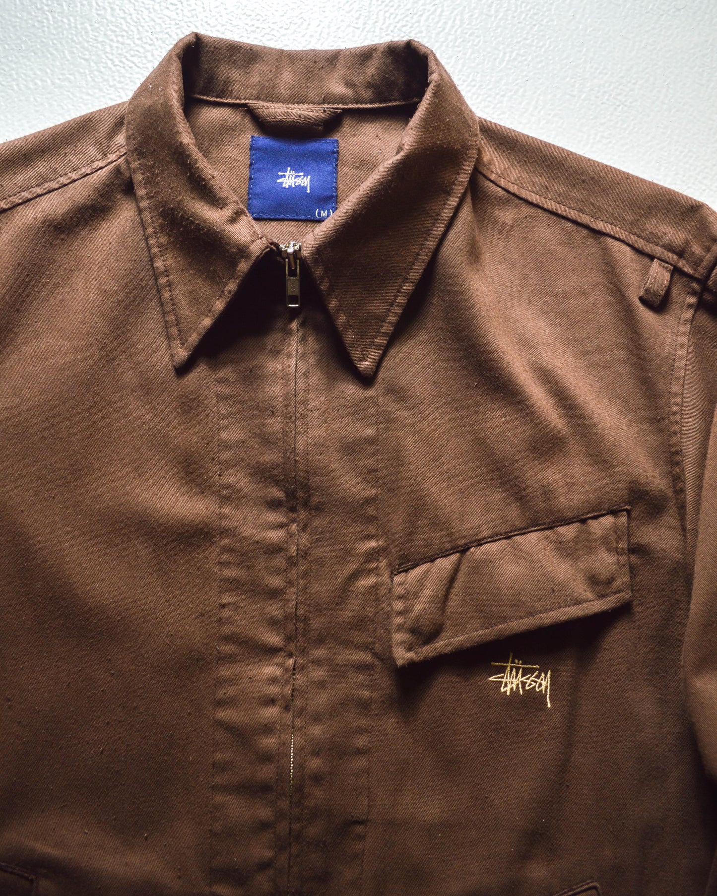 Early 2000s Brown Slanted Pocket Work Jacket w Embroidered Logo (M)