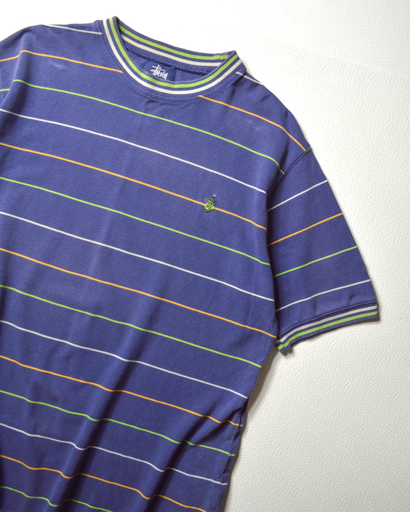 Early 2000s Pique Cotton Ribbed Striped Scooter Moped Symbol Purple T-shirt (~L~)
