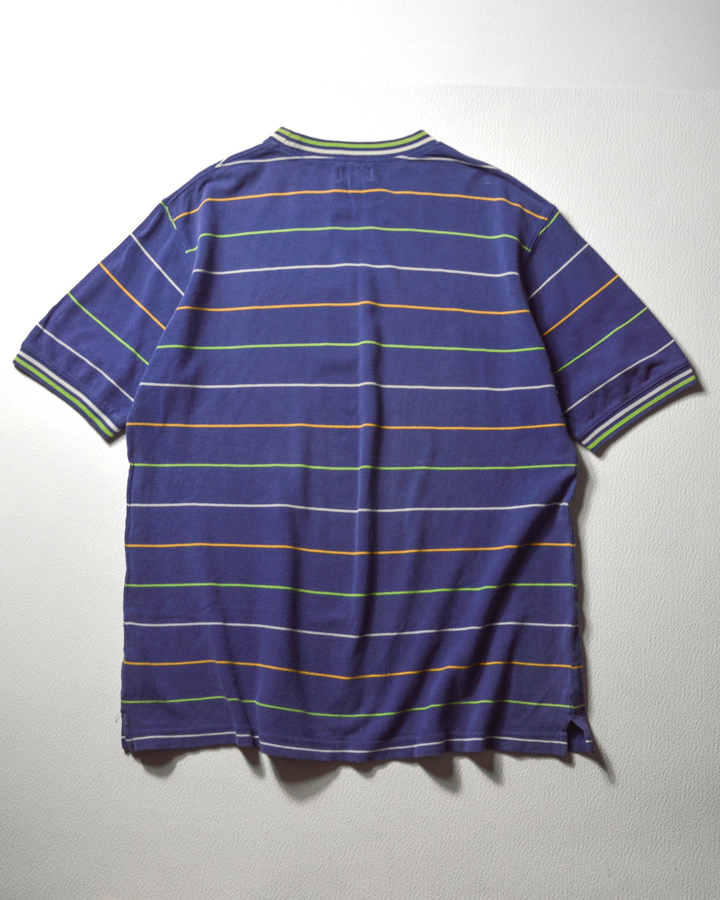 Early 2000s Pique Cotton Ribbed Striped Scooter Moped Symbol Purple T-shirt (~L~)