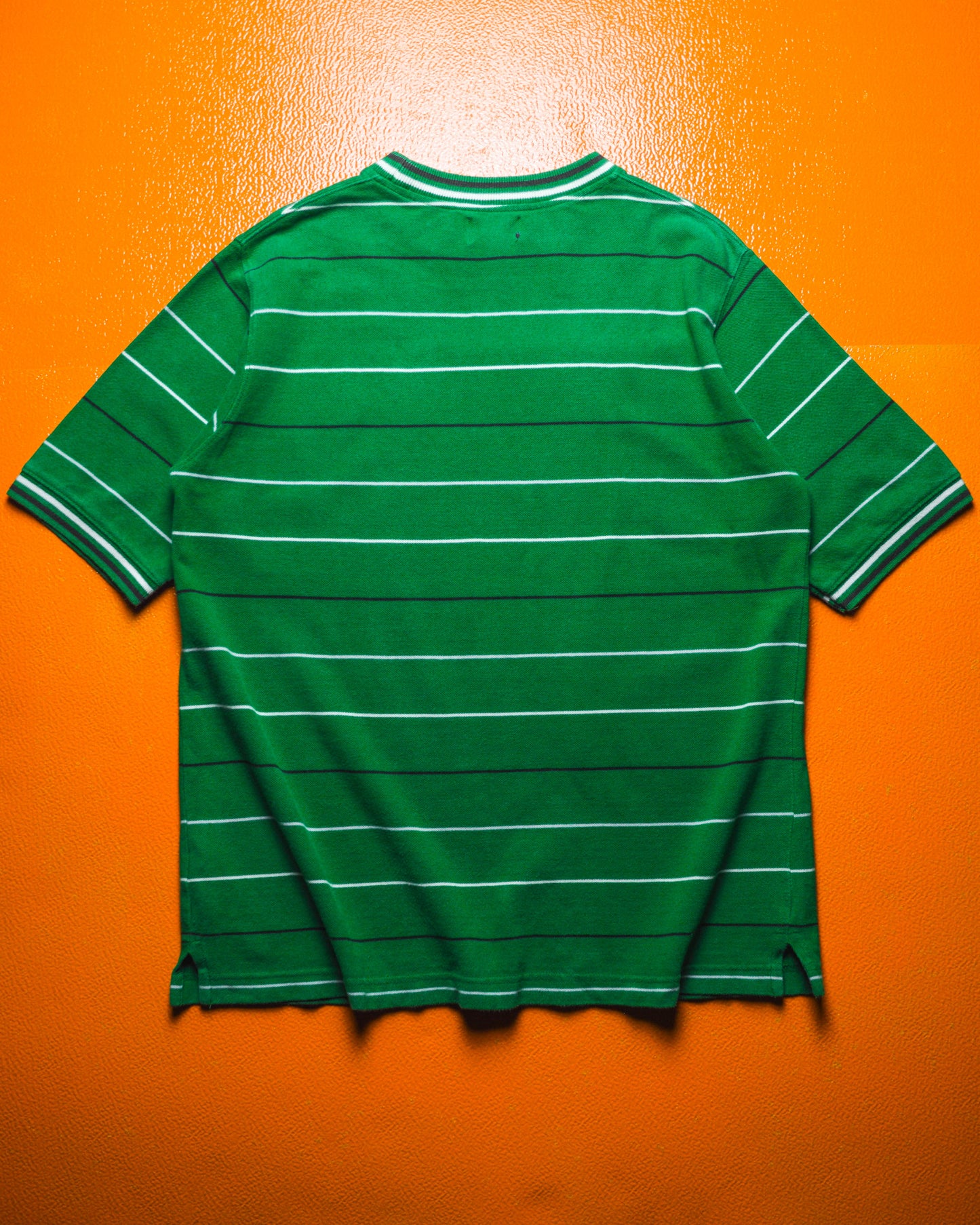 Early 2000s Pique Cotton Ribbed Striped Scooter / Moped Symbol Green T-shirt (~M~)
