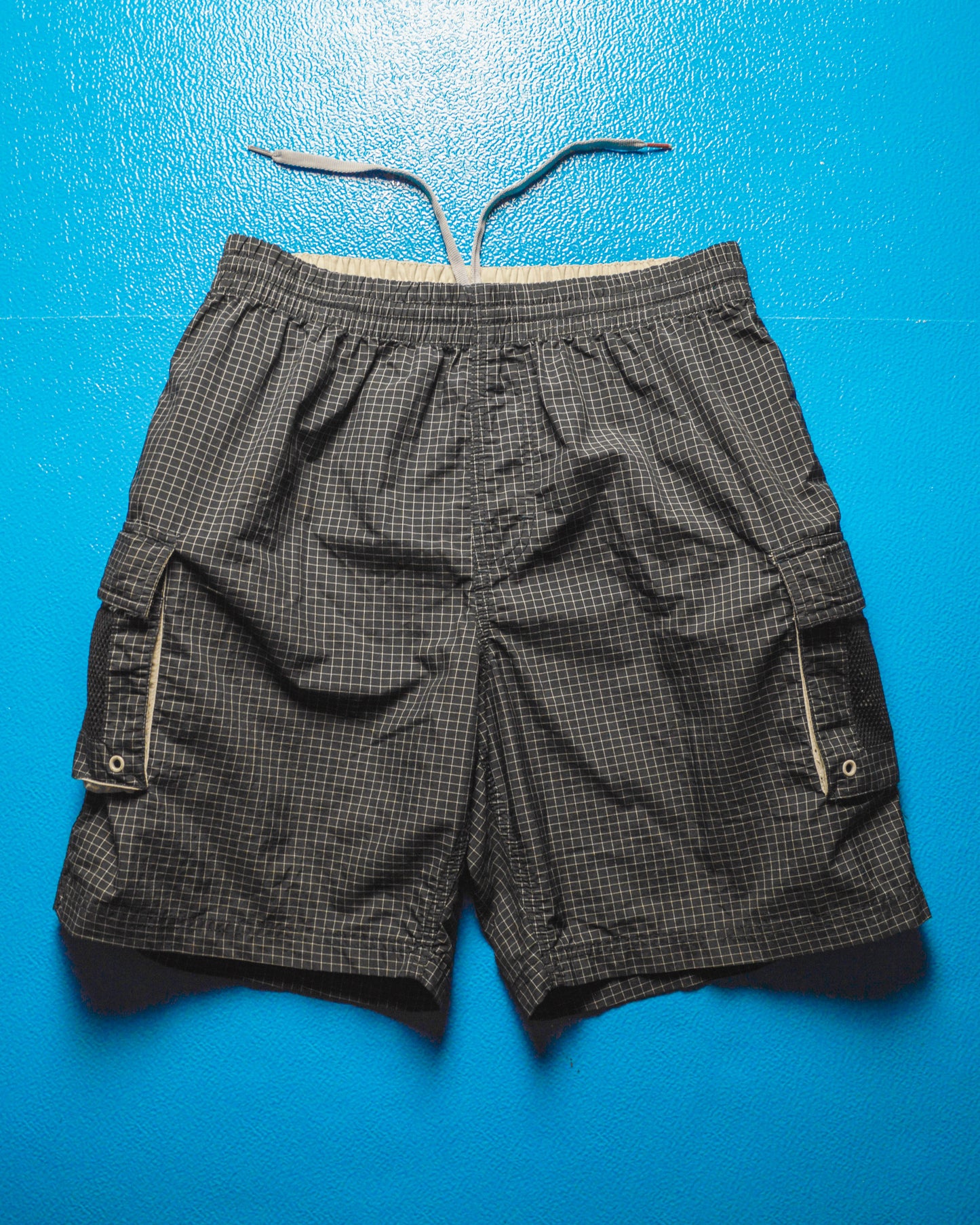 Black Grid Mesh Logo Pocket Shorts (28~34)