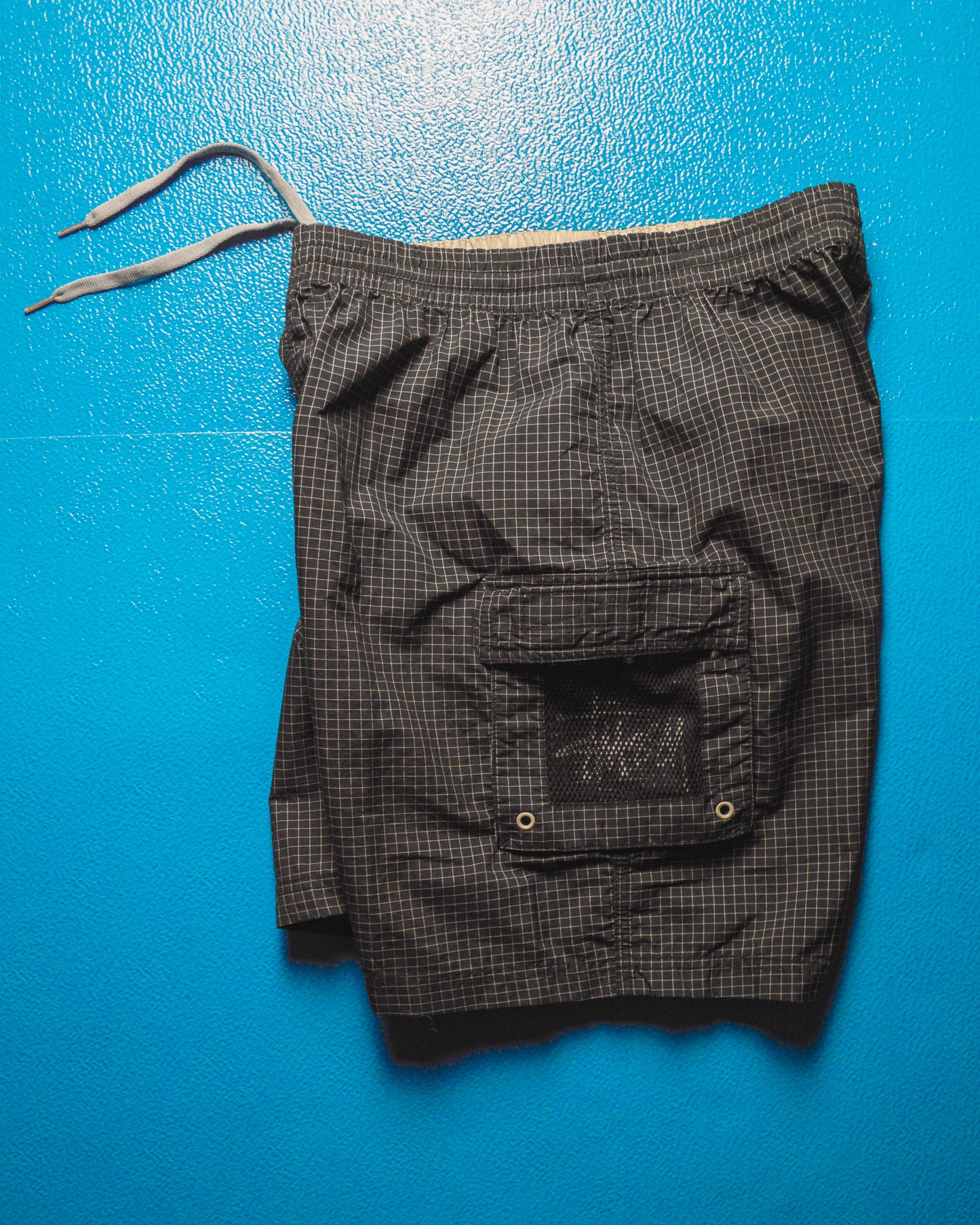 Black Grid Mesh Logo Pocket Shorts (28~34)
