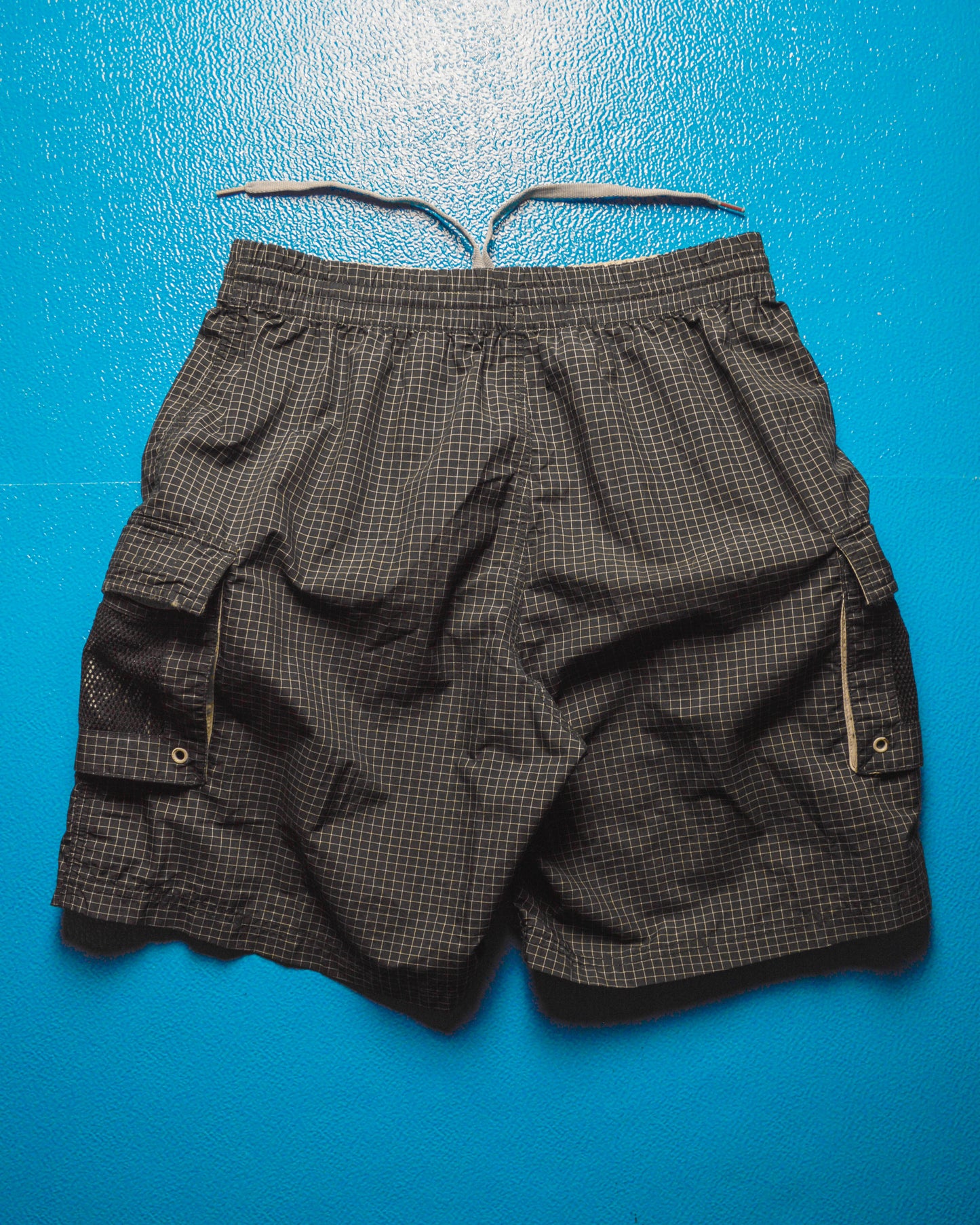 Black Grid Mesh Logo Pocket Shorts (28~34)