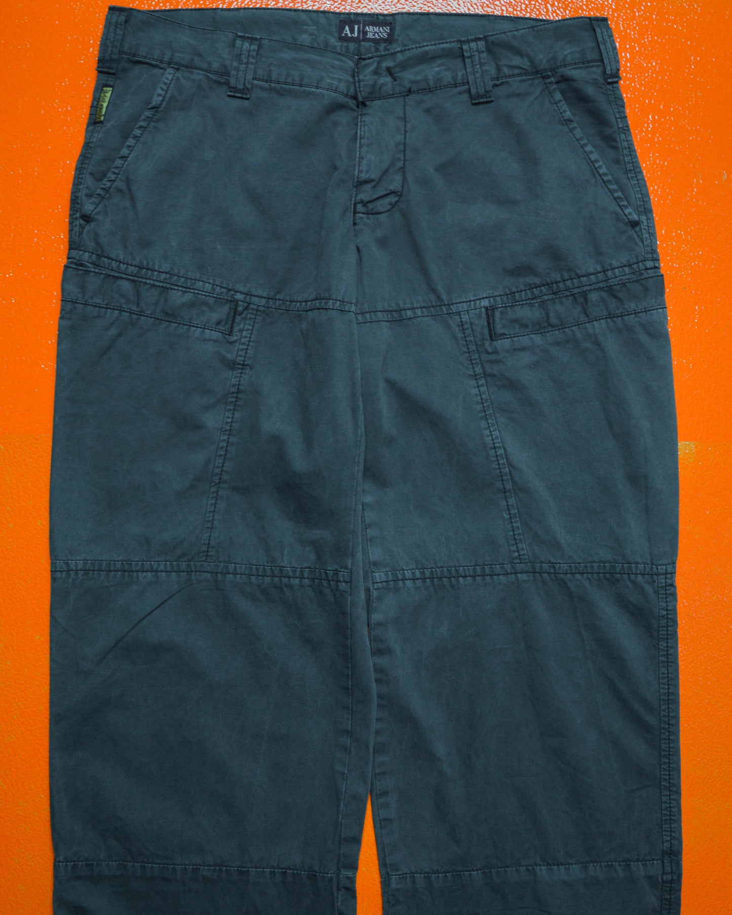 Grey Side Slant Pocket Panelled Cargo Pants (~34~)