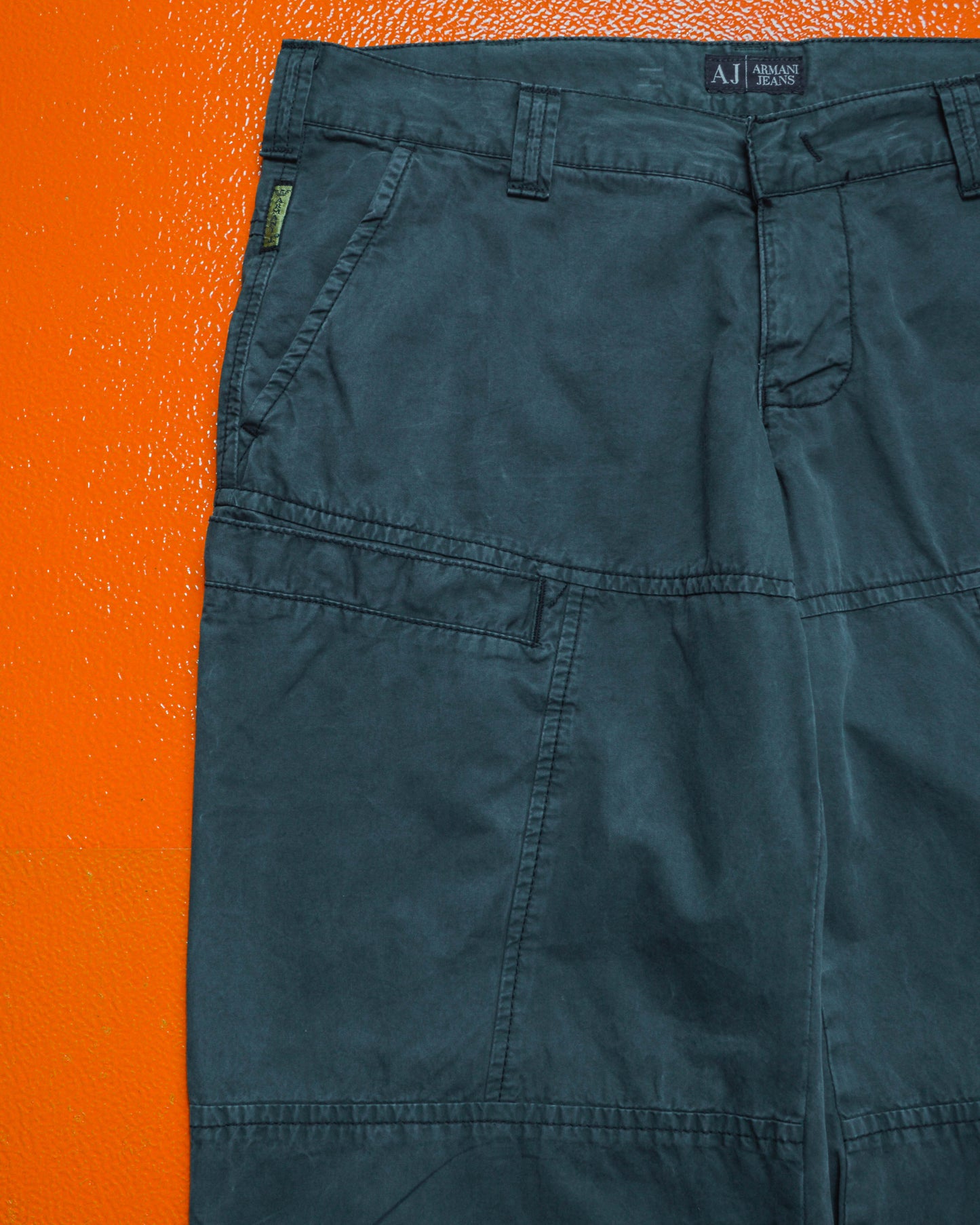 Grey Side Slant Pocket Panelled Cargo Pants (~34~)