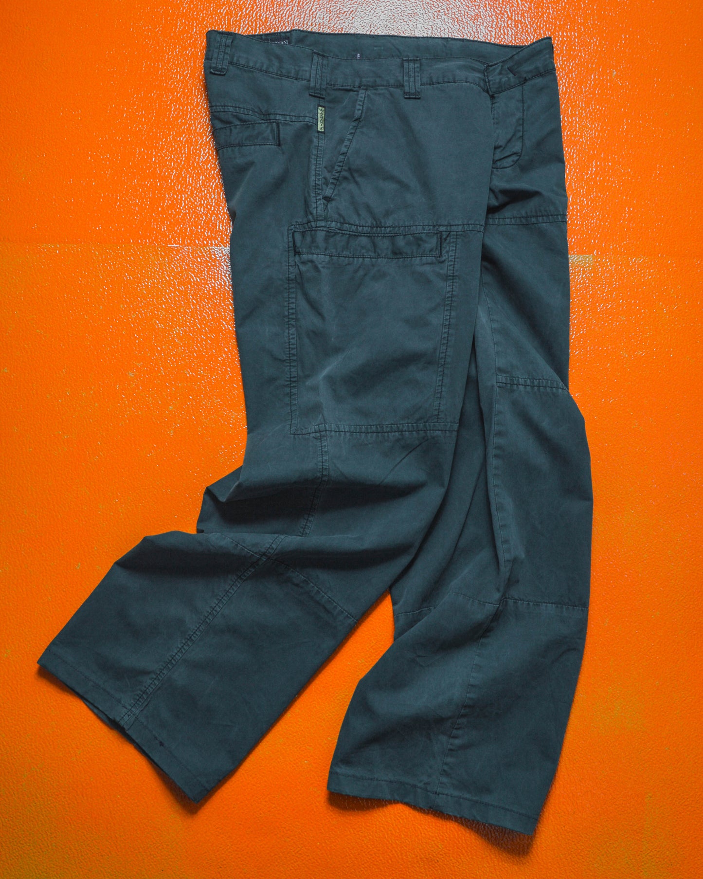 Grey Side Slant Pocket Panelled Cargo Pants (~34~)
