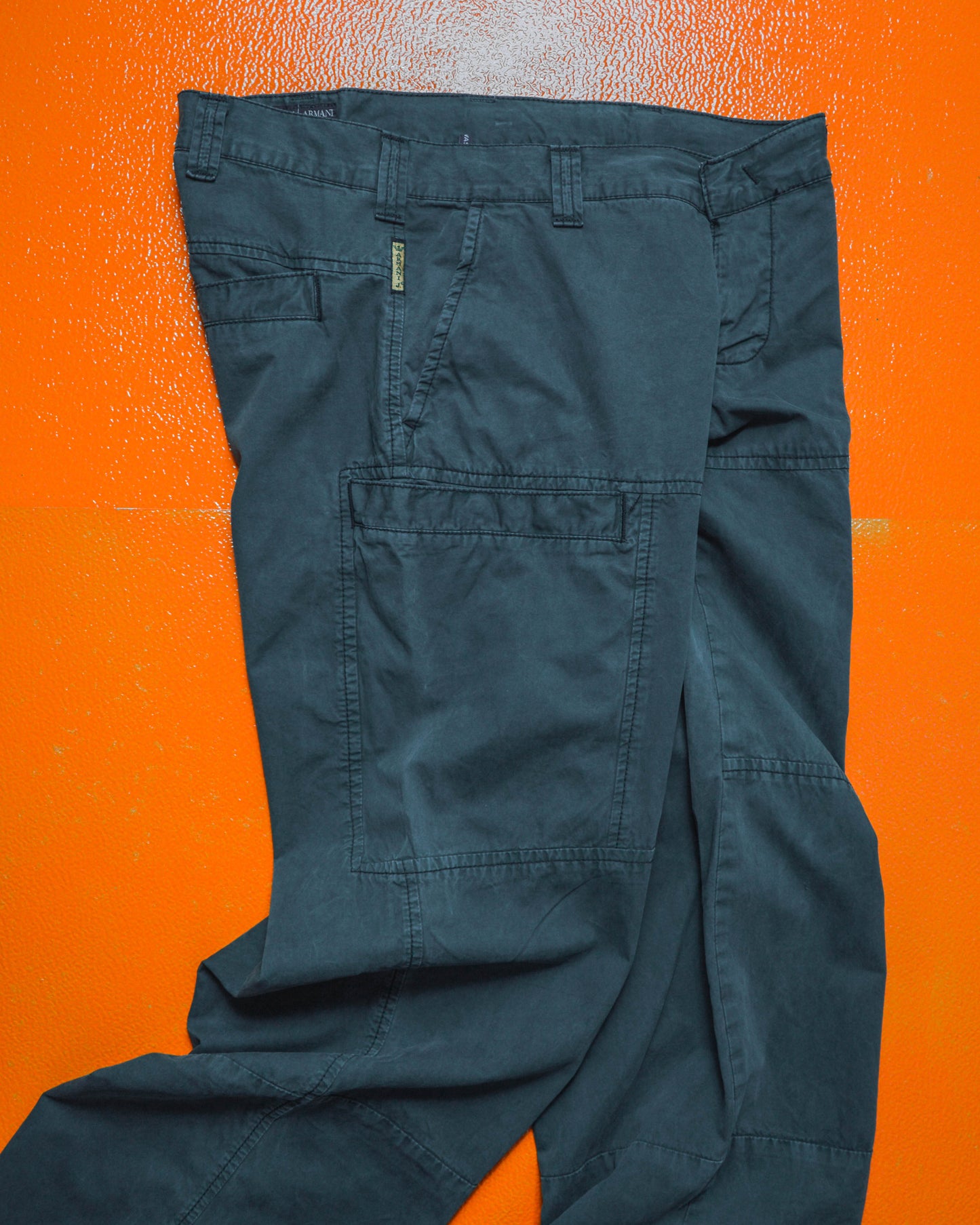 Grey Side Slant Pocket Panelled Cargo Pants (~34~)