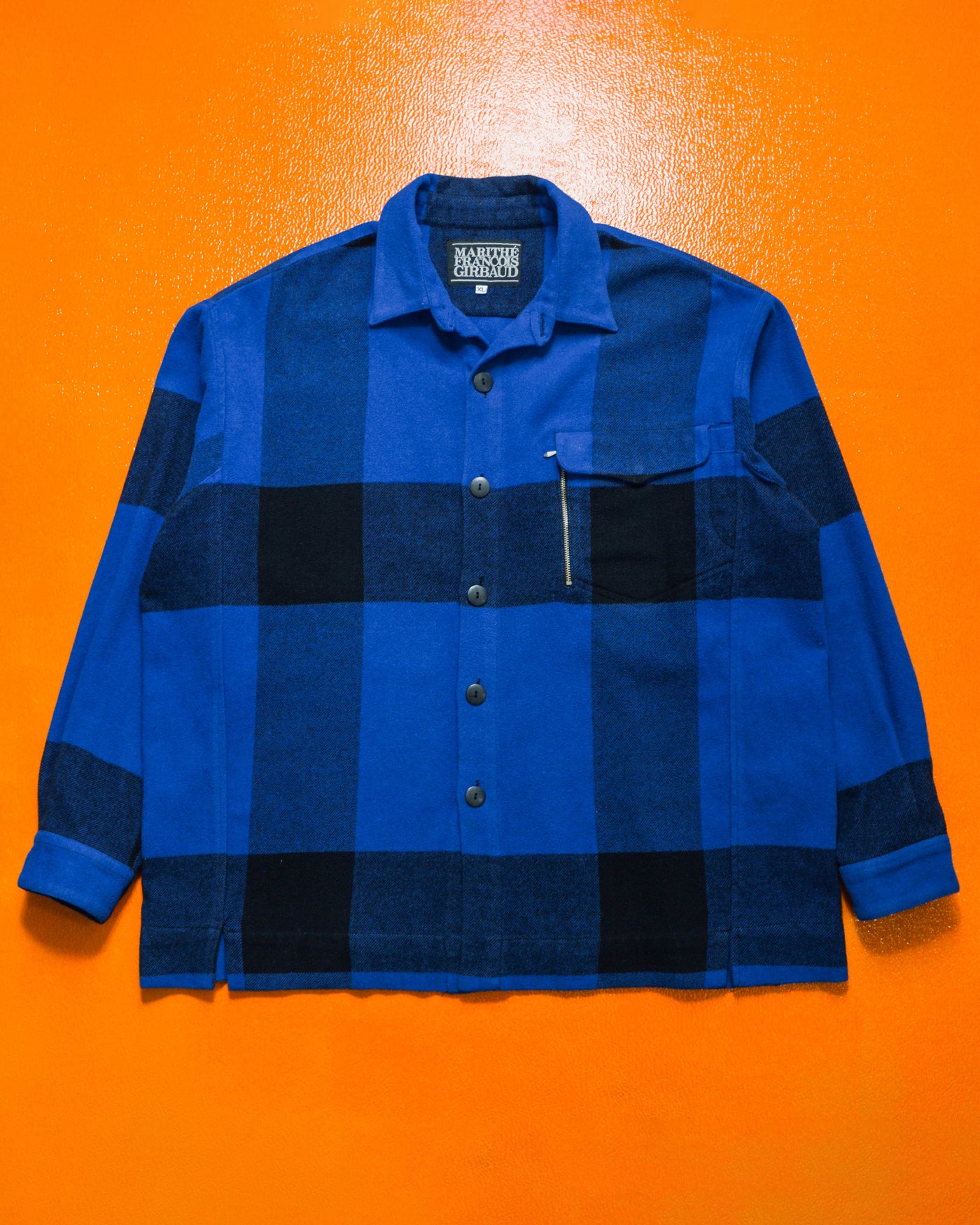 90s Navy Oversized Check Over Shirt (XL)