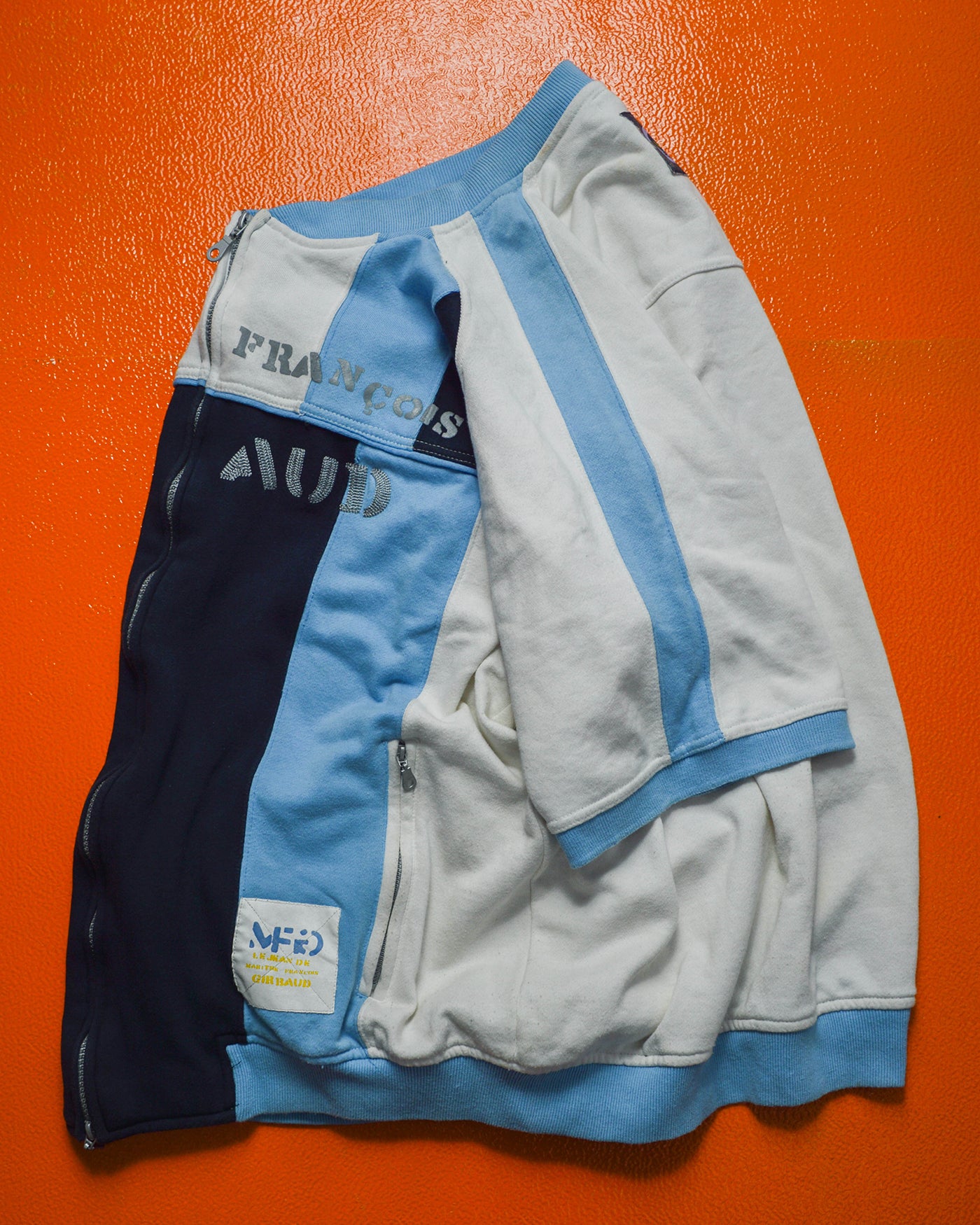 Blue / White Striped Logo Zip Up Jersey (XXL)