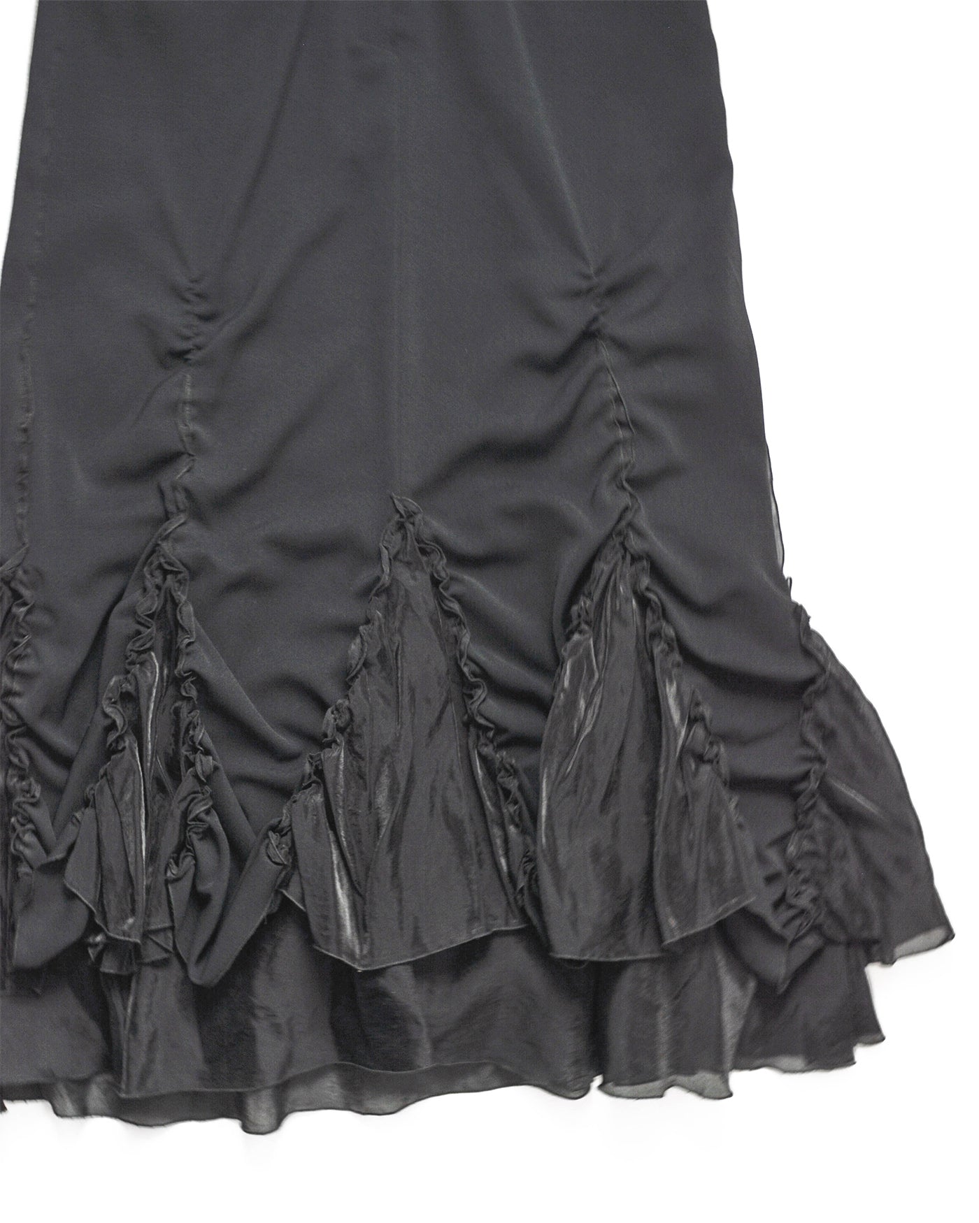 Tonal Black Ruched Frilly Hem Tonal Skirt (30)