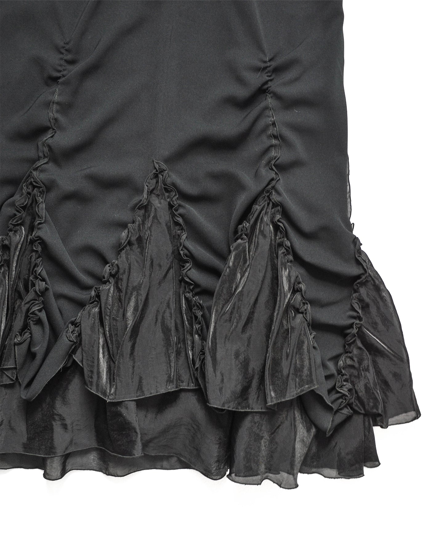 Tonal Black Ruched Frilly Hem Tonal Skirt (30)