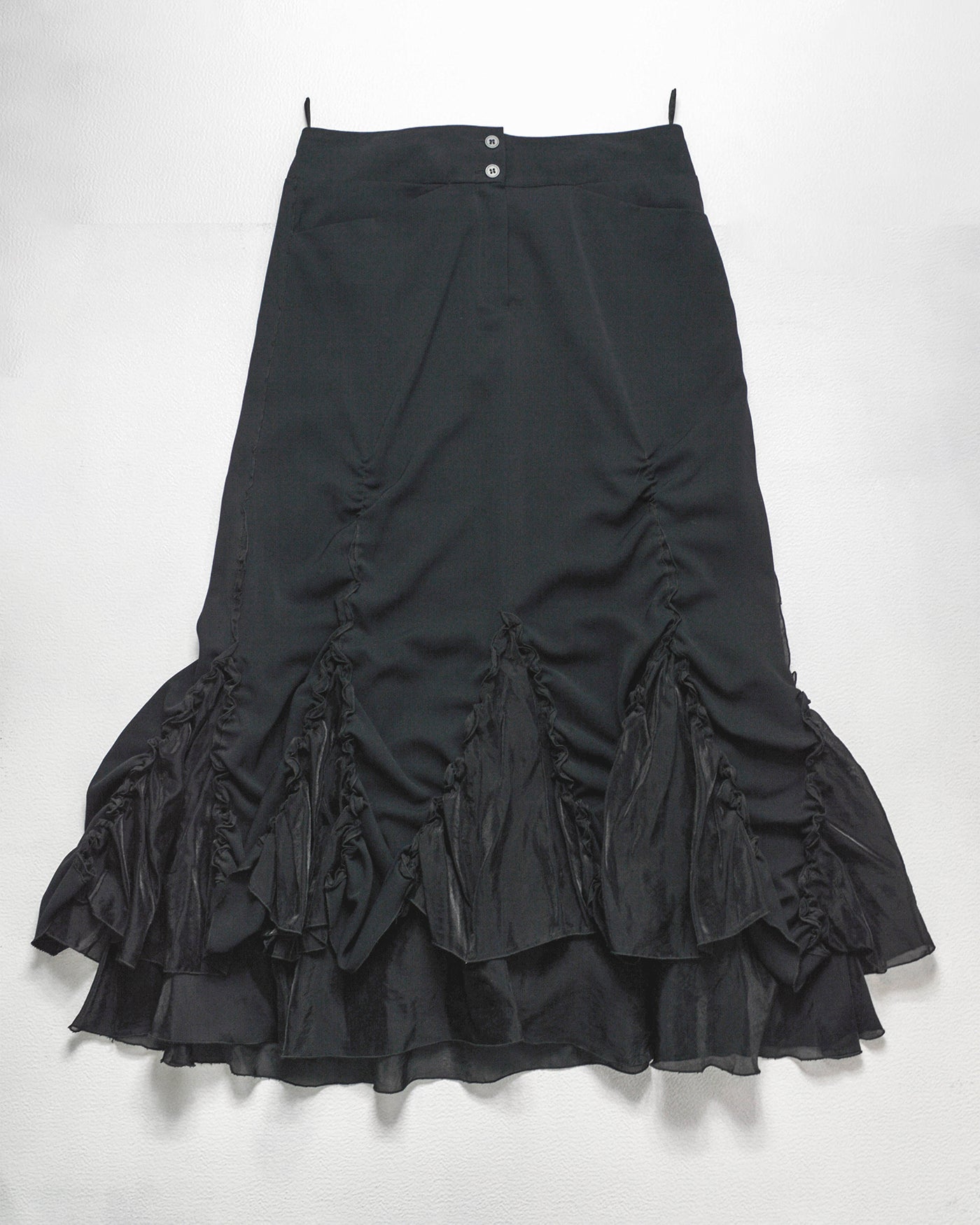 Tonal Black Ruched Frilly Hem Tonal Skirt (30)