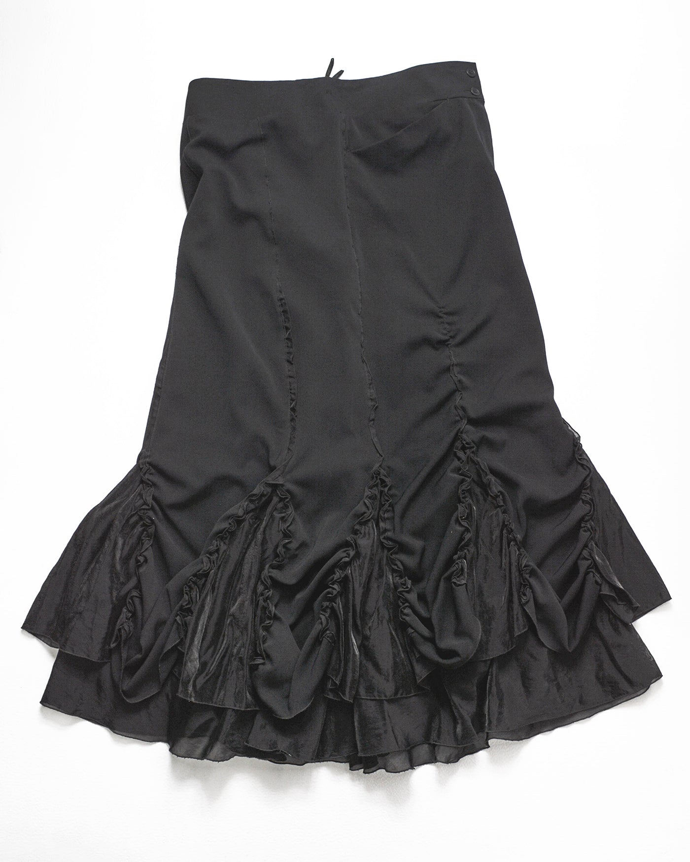 Tonal Black Ruched Frilly Hem Tonal Skirt (30)