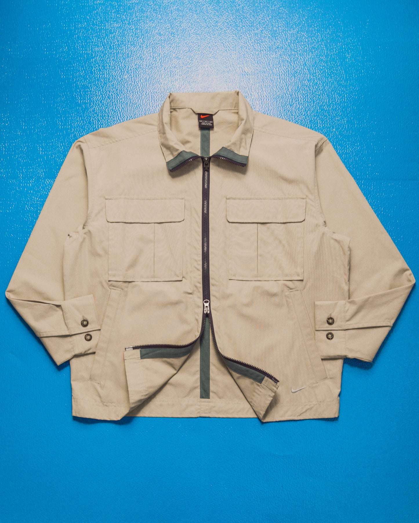 Spring 2000 Beige Tonal Zip Up Work Jacket (M)