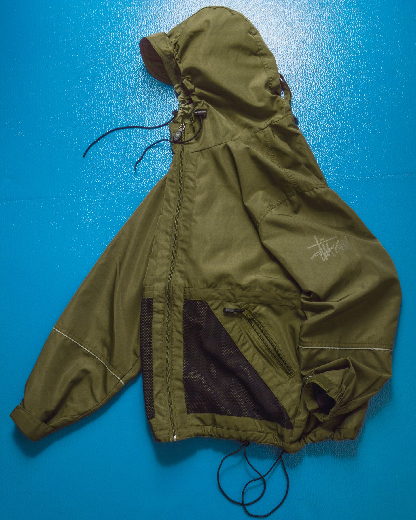 90s Mesh Panel Pocket Technical Olive Windbreaker (S~M)