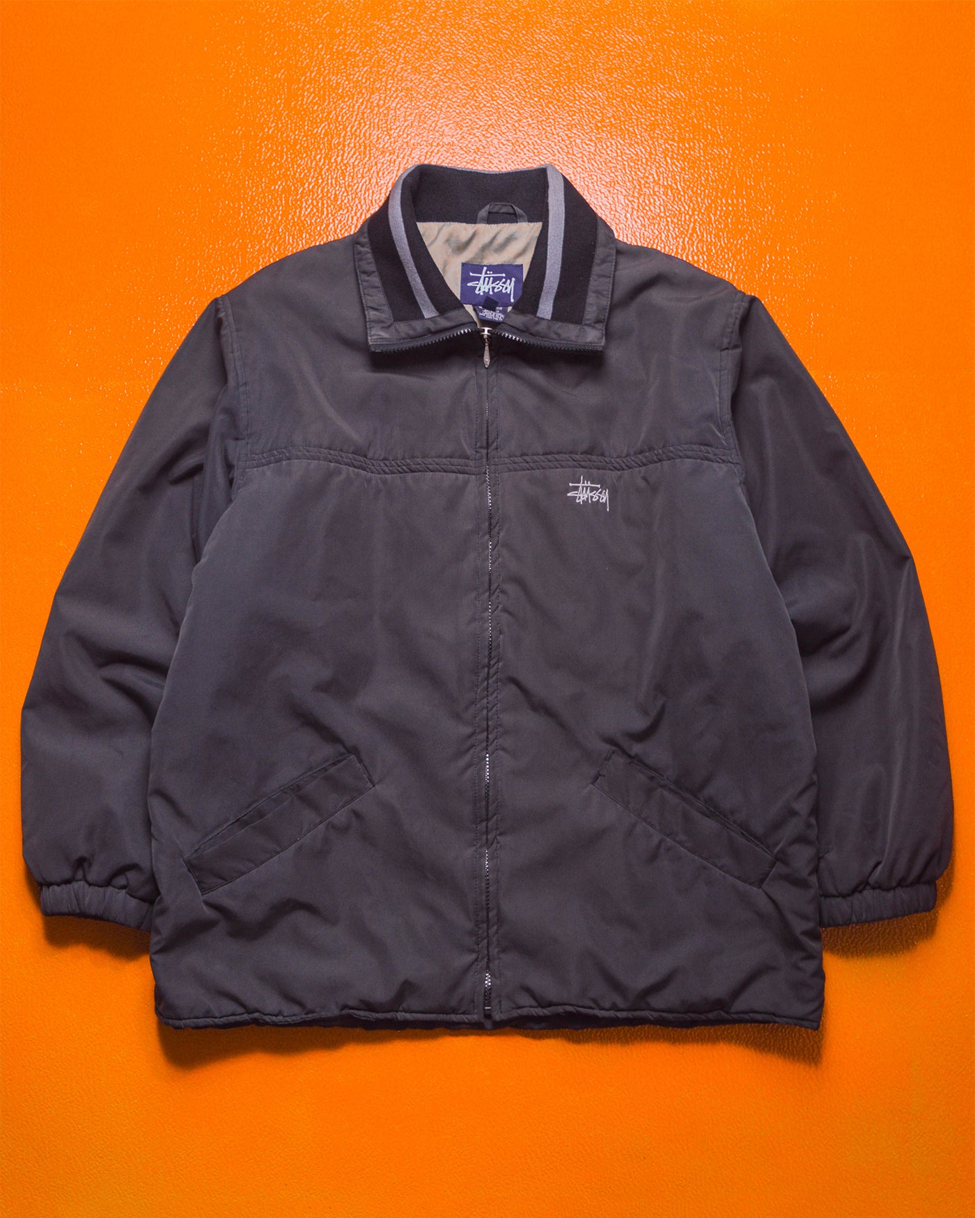 Stussy Vintage 90s Washed Black Grey Windbreaker Jacket shop.allenreji