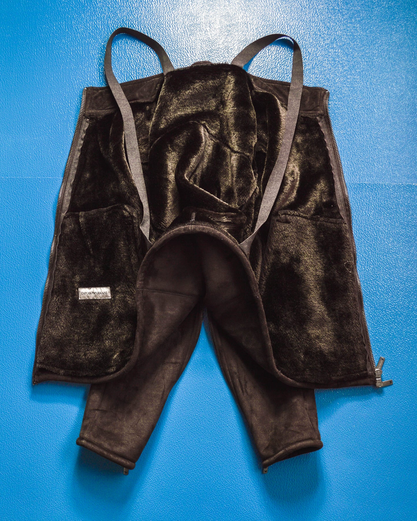 Armani Deep Brown Faux Suede / Fur Lined Carry Strap Jacket (~M~)