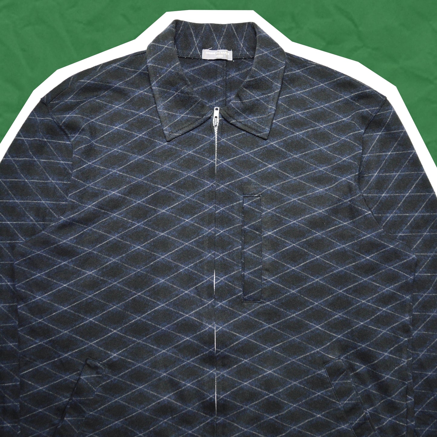 Comme Des Garçons Homme 1999 Argyle Pattern Cotton Zip Up (~M~)