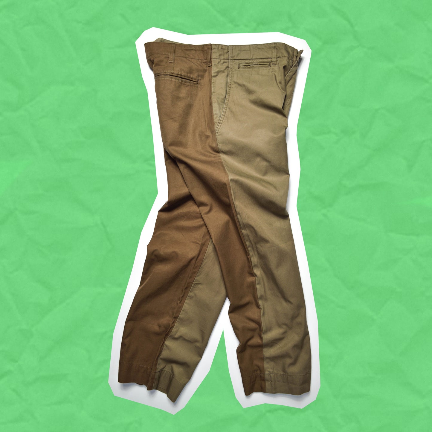 Comme Des Garçons Homme 2004 Two Tone Beige / Brown Split Pants (S~M)